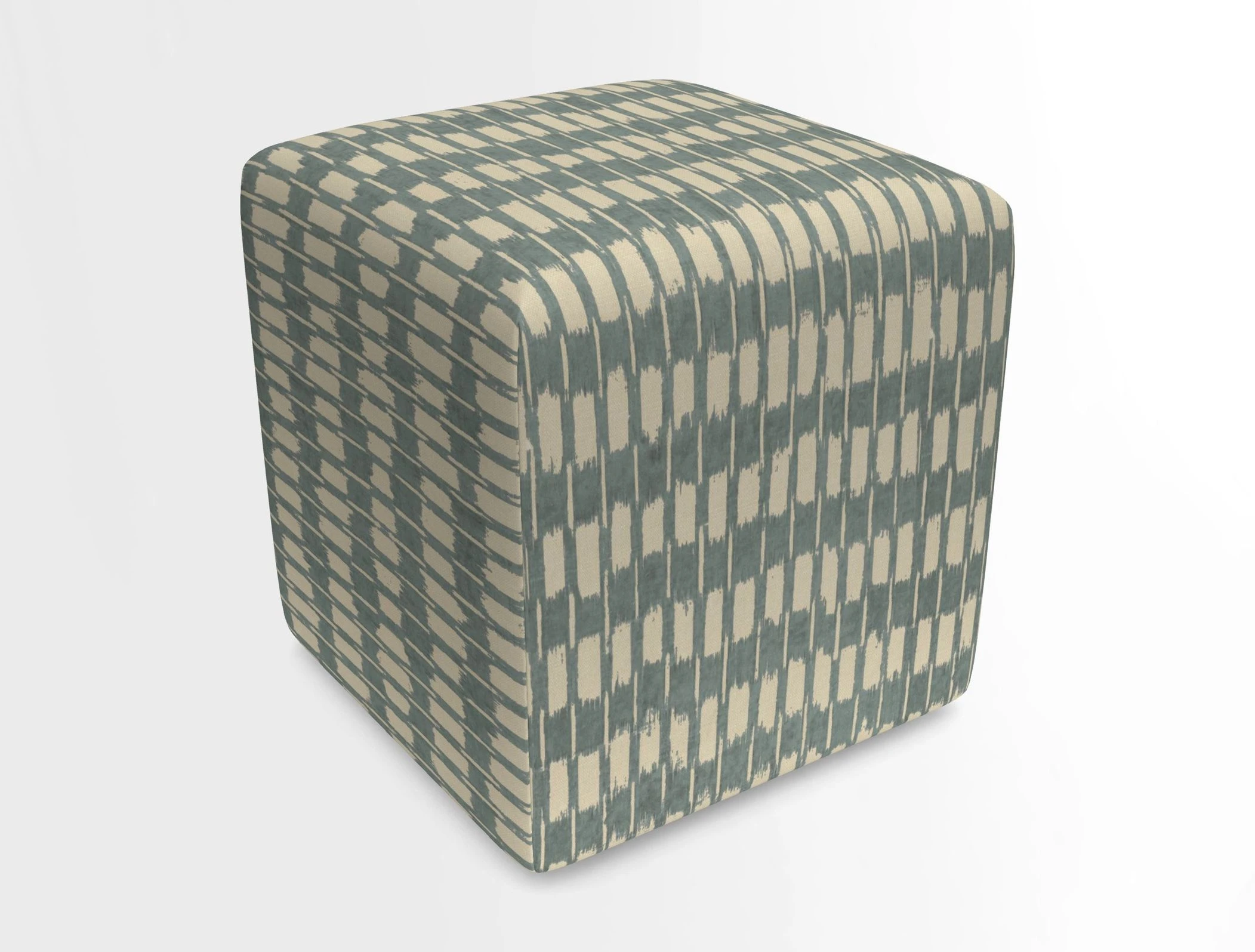 Cube Footstool in Peruvian homespun fabric