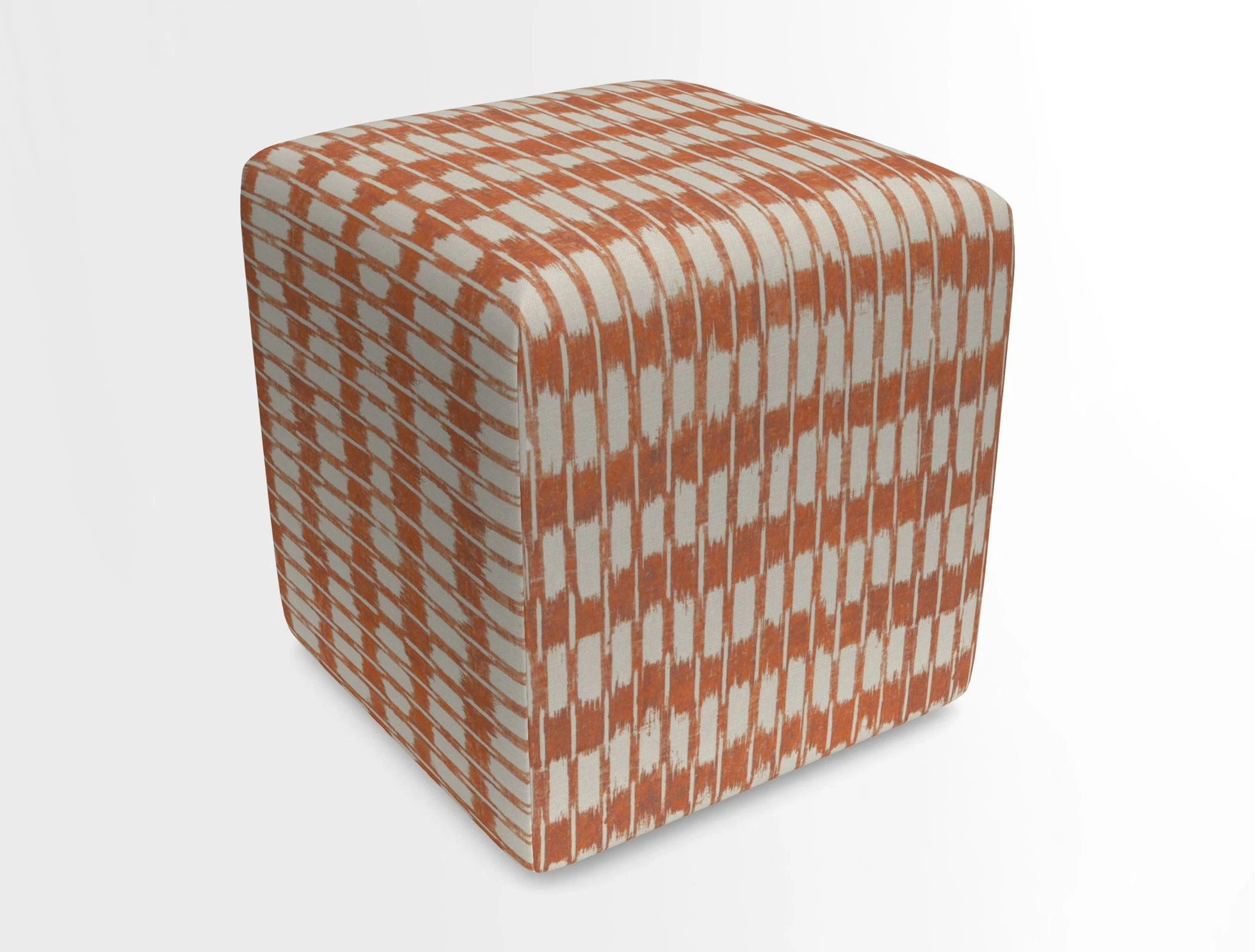 Cube Footstool in Peruvian homespun fabric