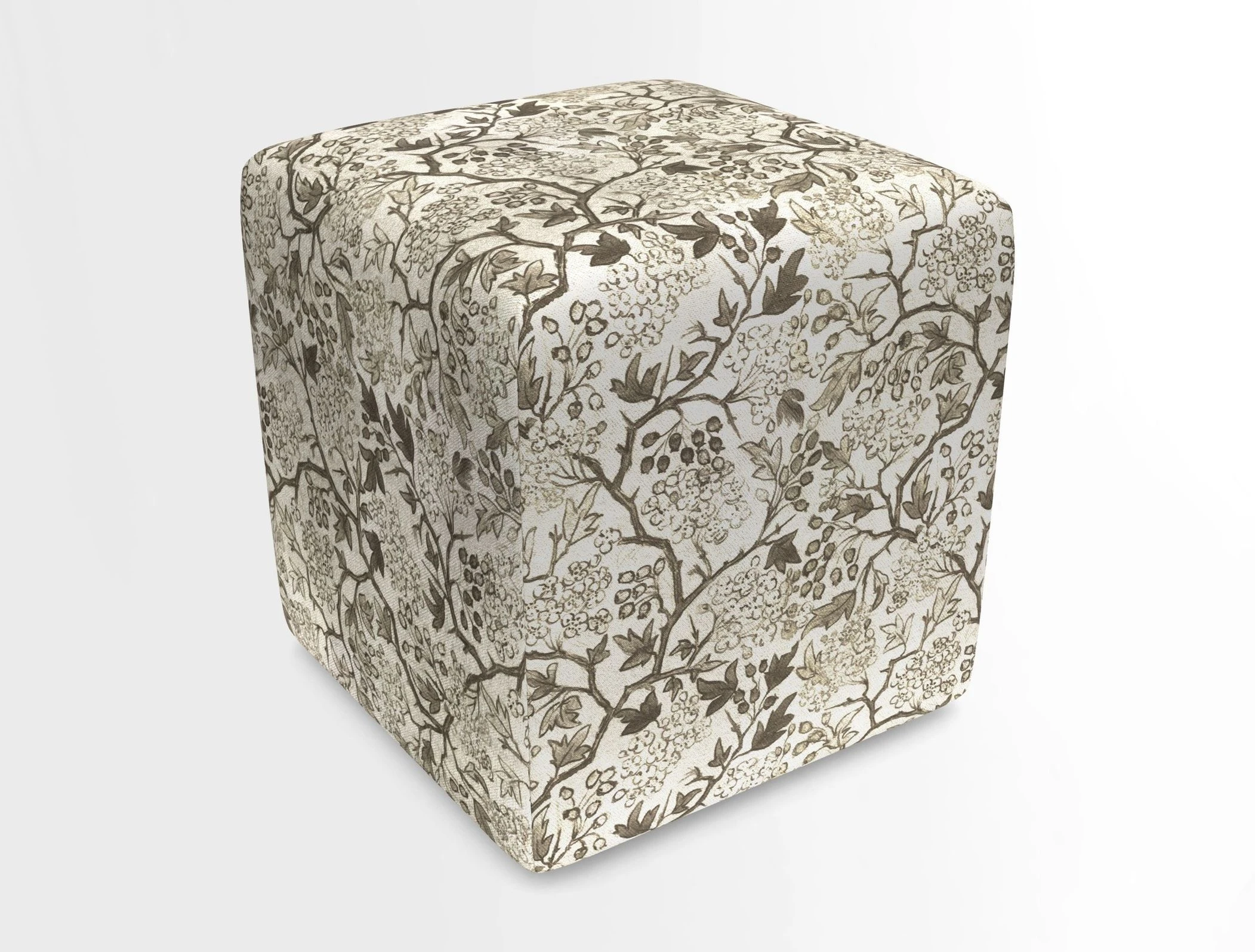 Cube Footstool in Peruvian homespun fabric