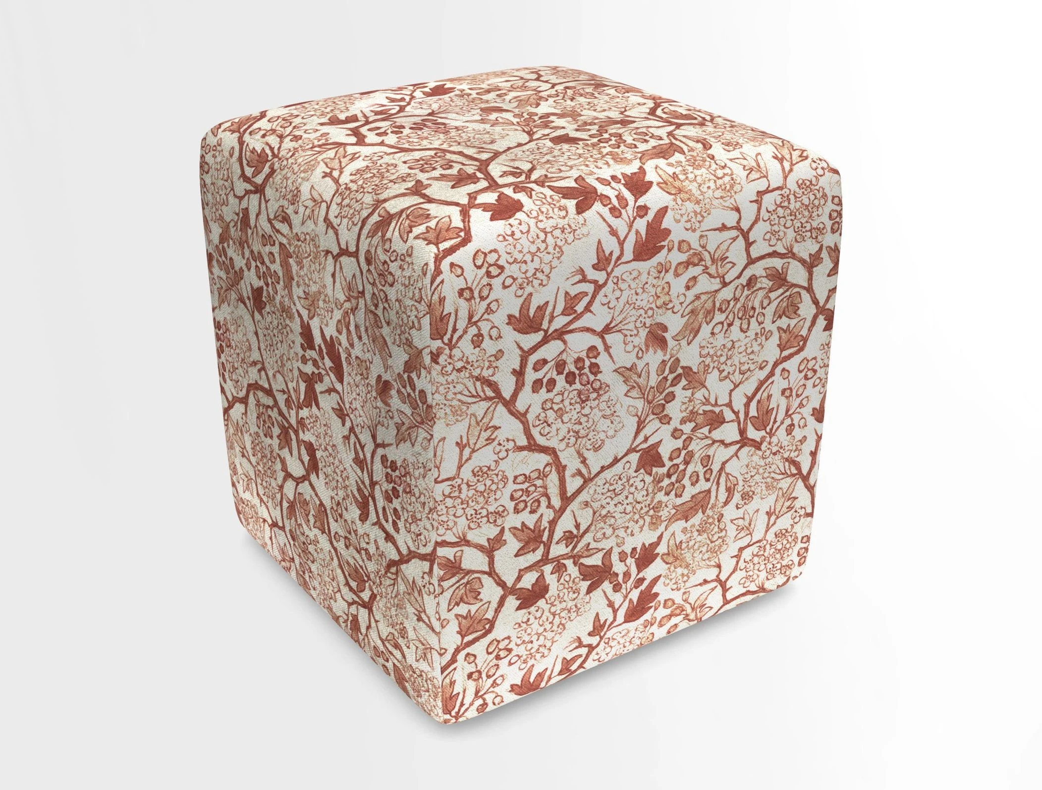 Cube Footstool in Peruvian homespun fabric