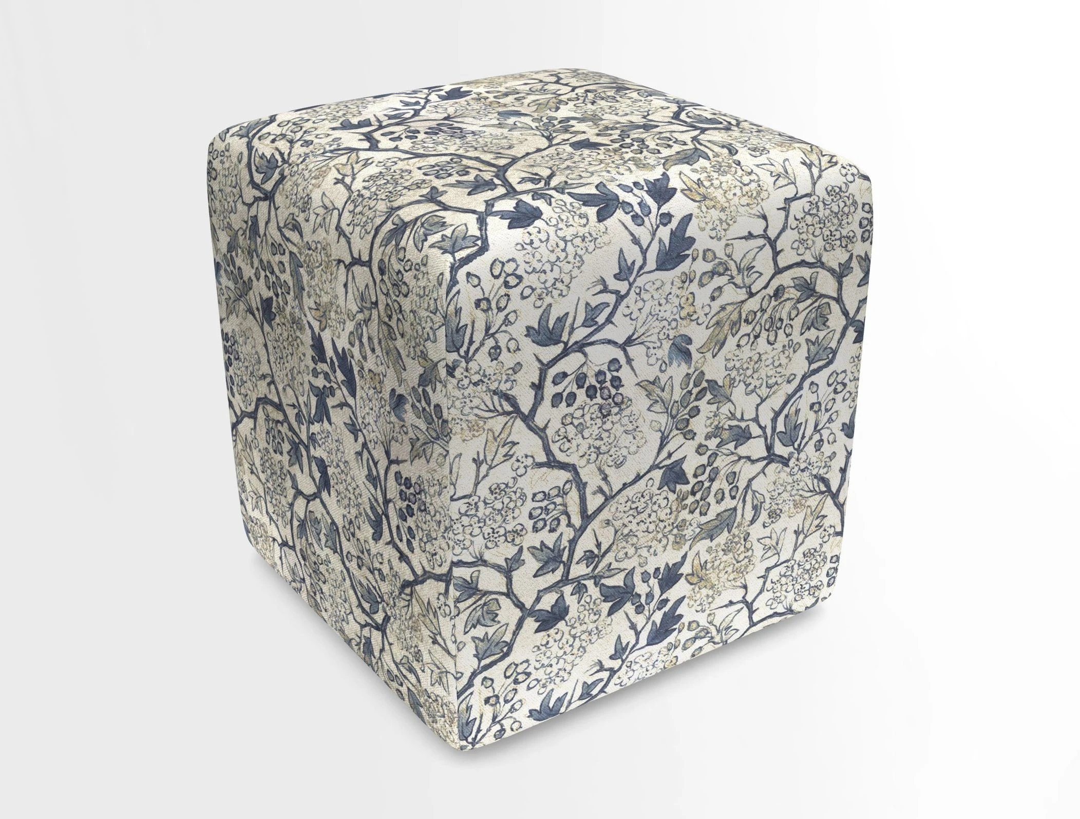 Cube Footstool in Peruvian homespun fabric