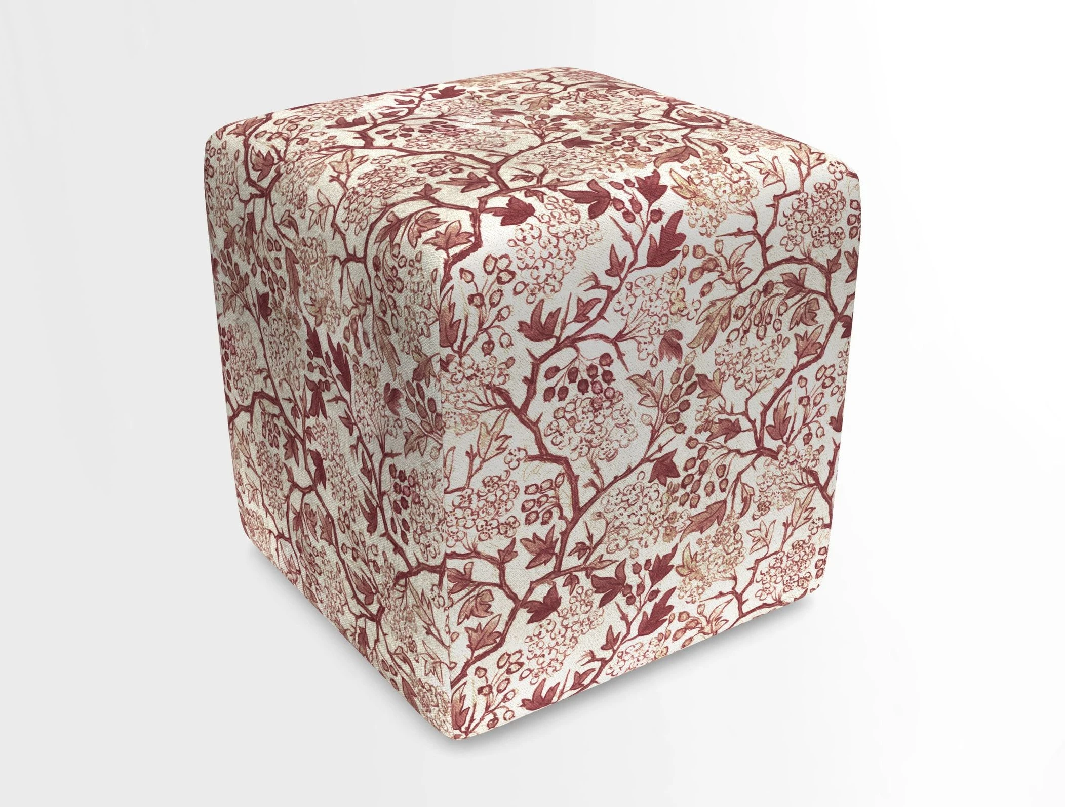 Cube Footstool in Peruvian homespun fabric