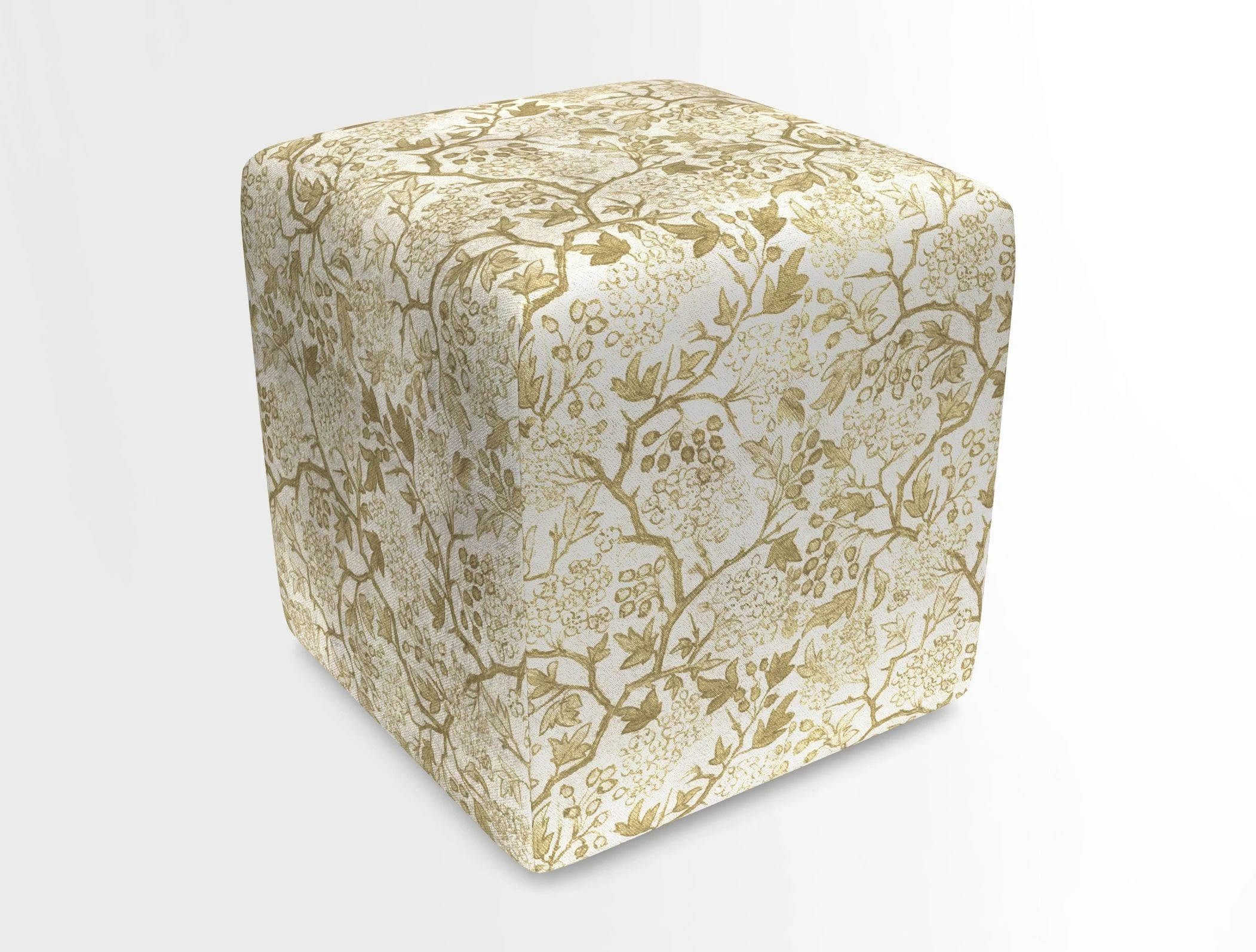 Cube Footstool in Peruvian homespun fabric