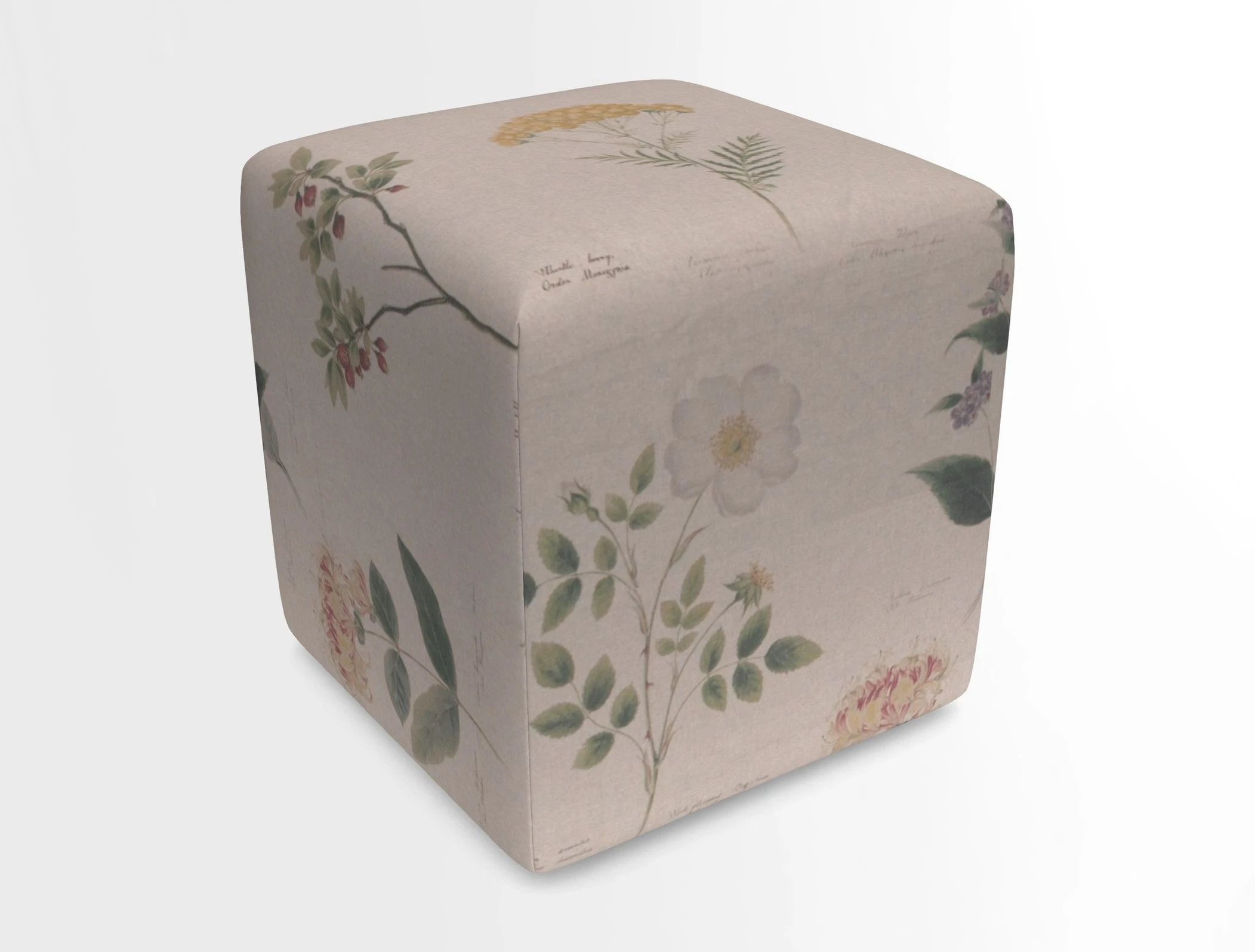 Cube Footstool in Peruvian homespun fabric
