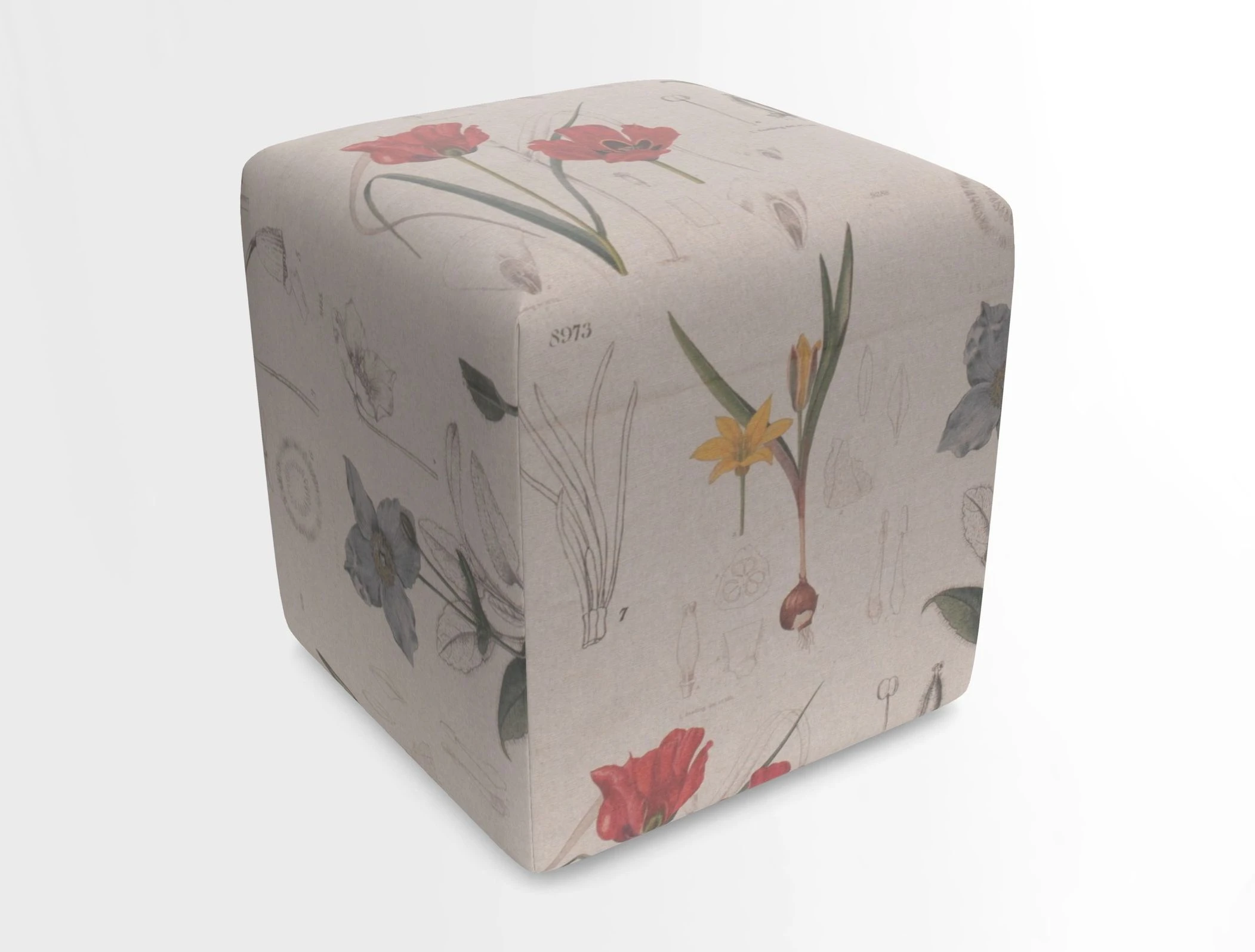 Cube Footstool in Peruvian homespun fabric