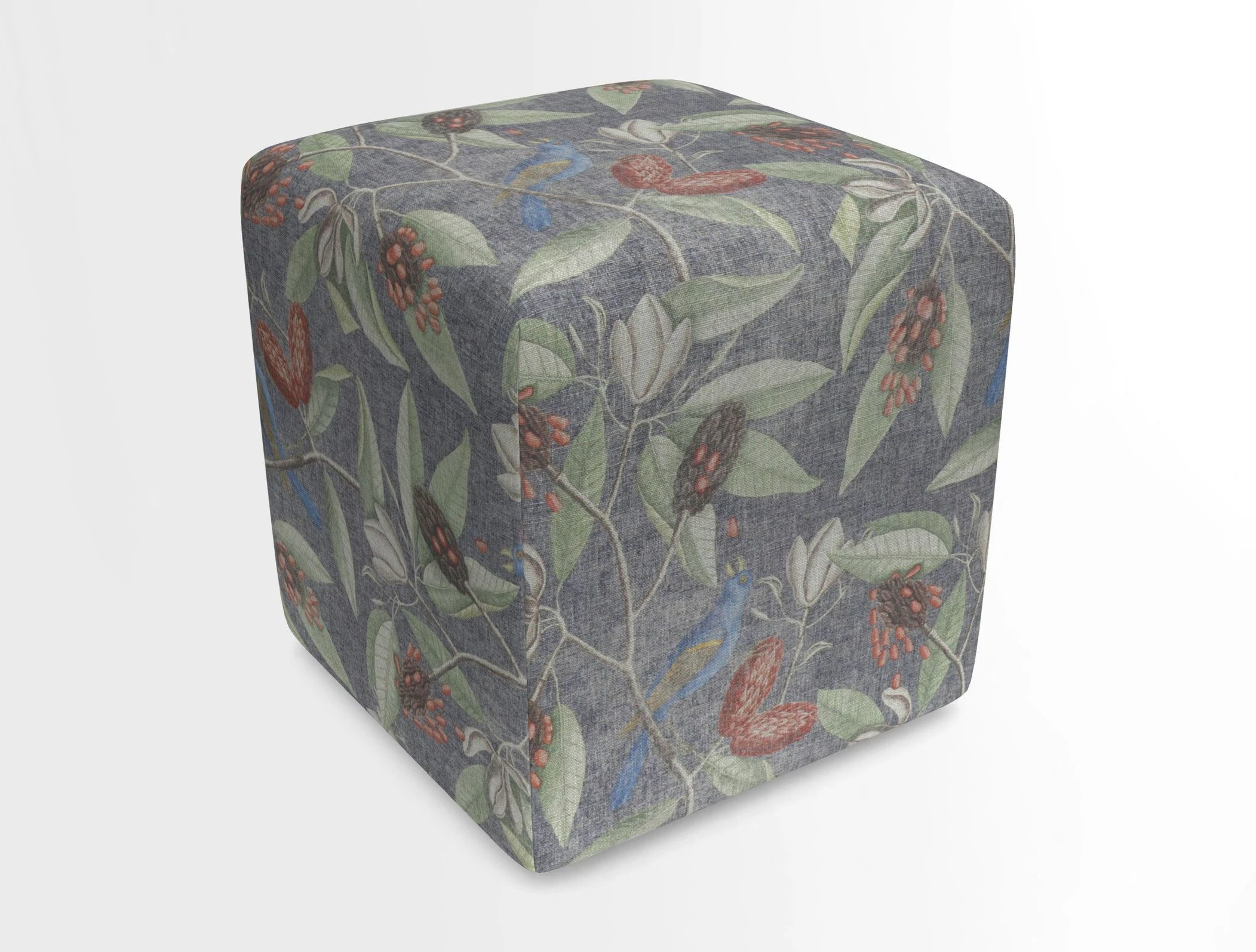 Cube Footstool in Peruvian homespun fabric