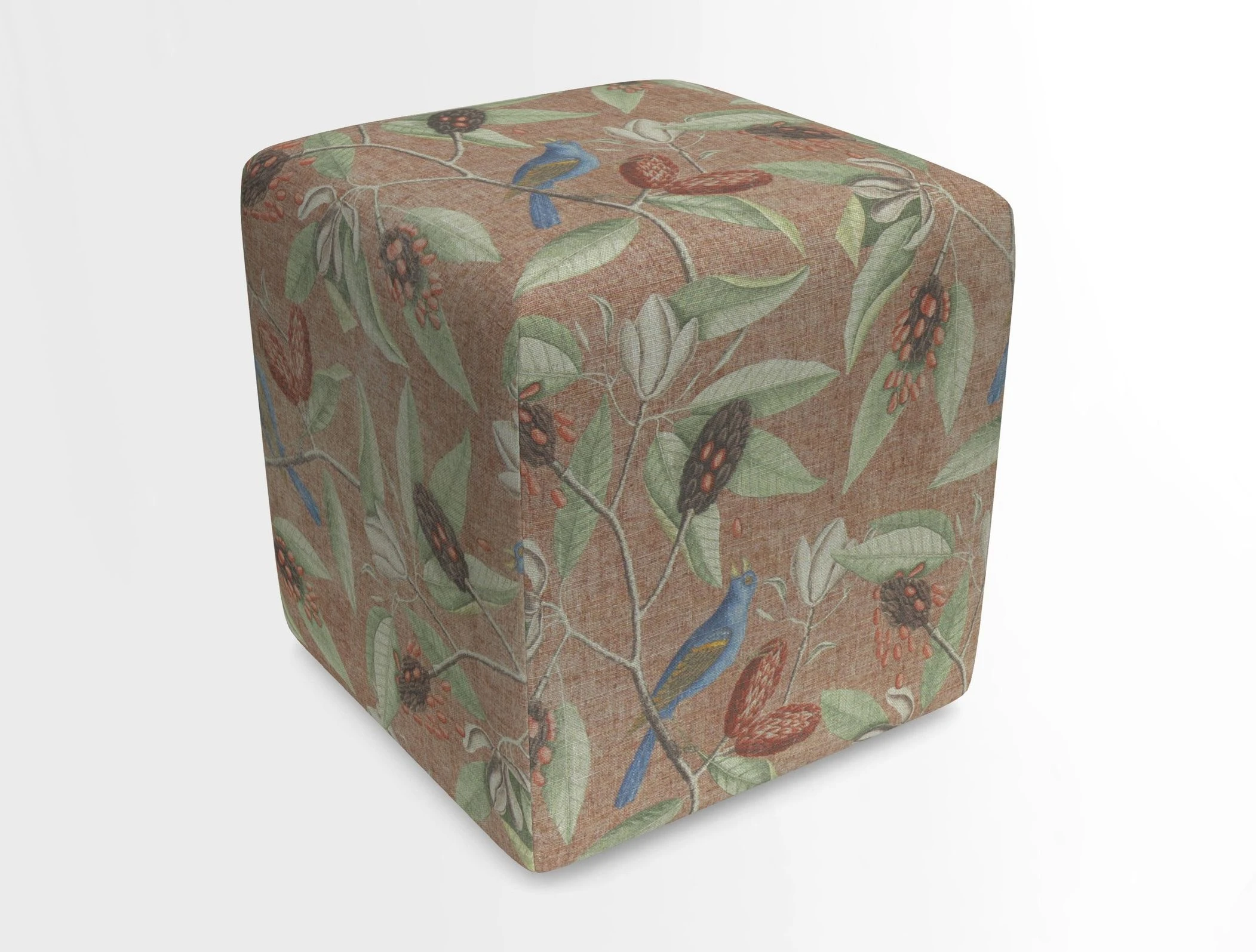 Cube Footstool in Peruvian homespun fabric