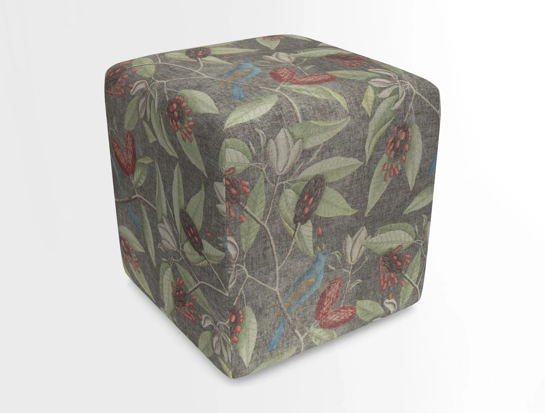 Cube Footstool in Peruvian homespun fabric
