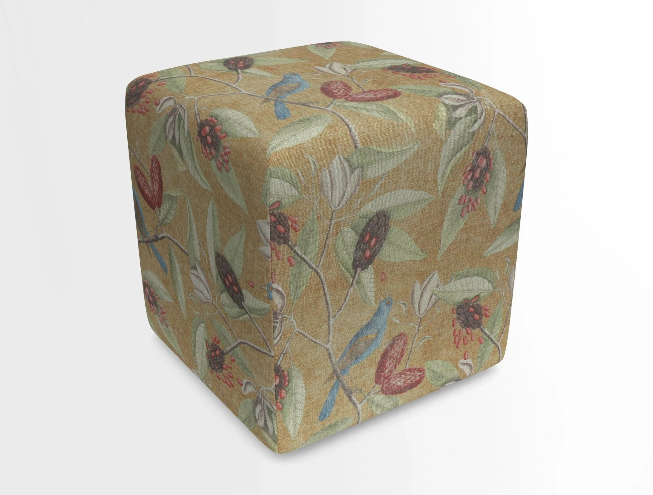 Cube Footstool in Peruvian homespun fabric