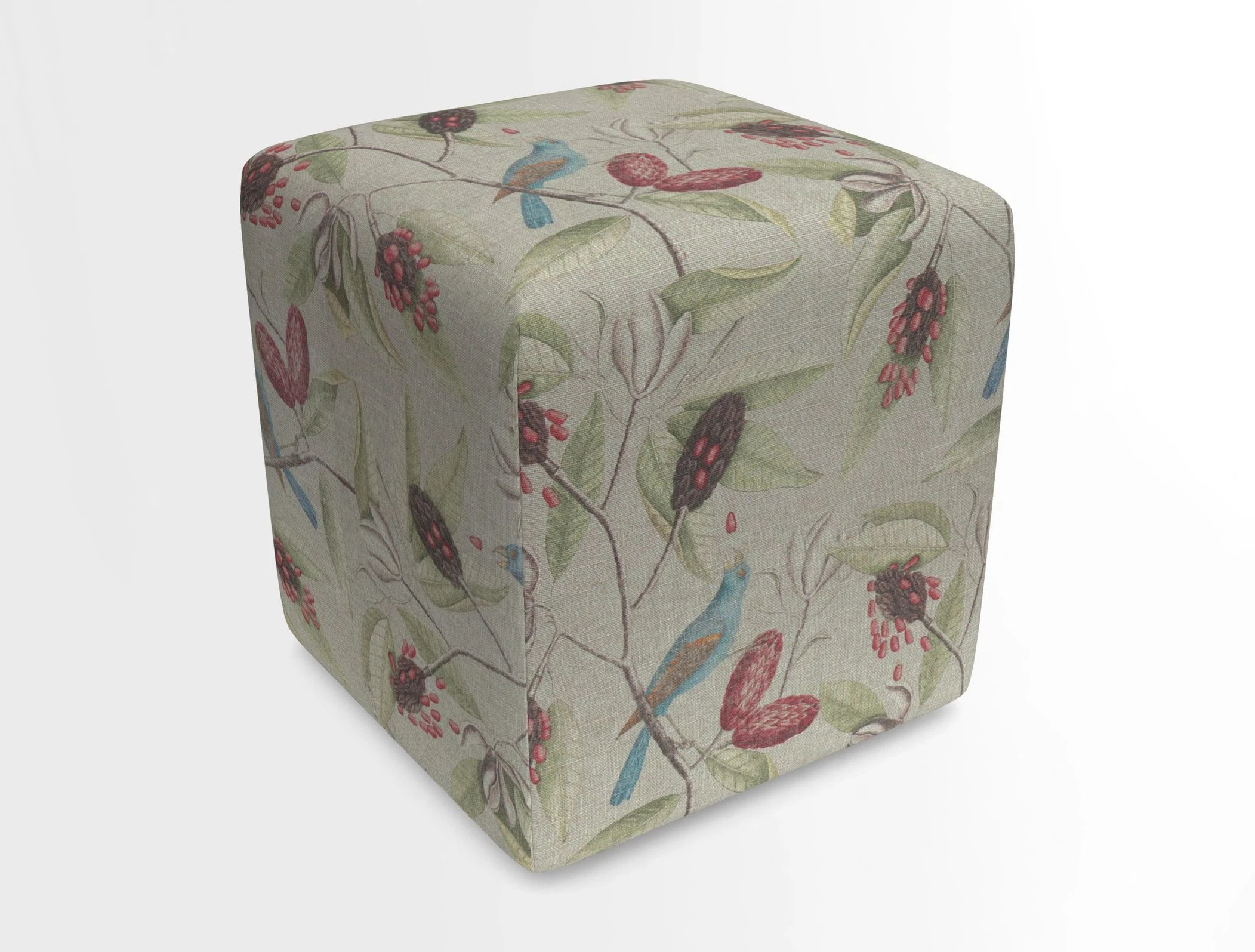 Cube Footstool in Peruvian homespun fabric