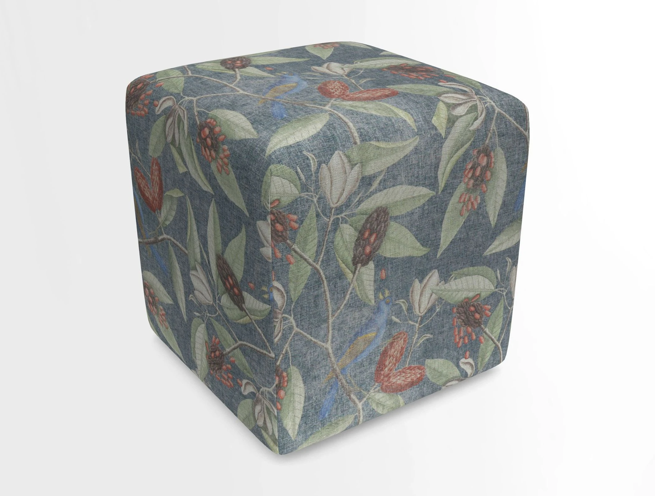Cube Footstool in Peruvian homespun fabric