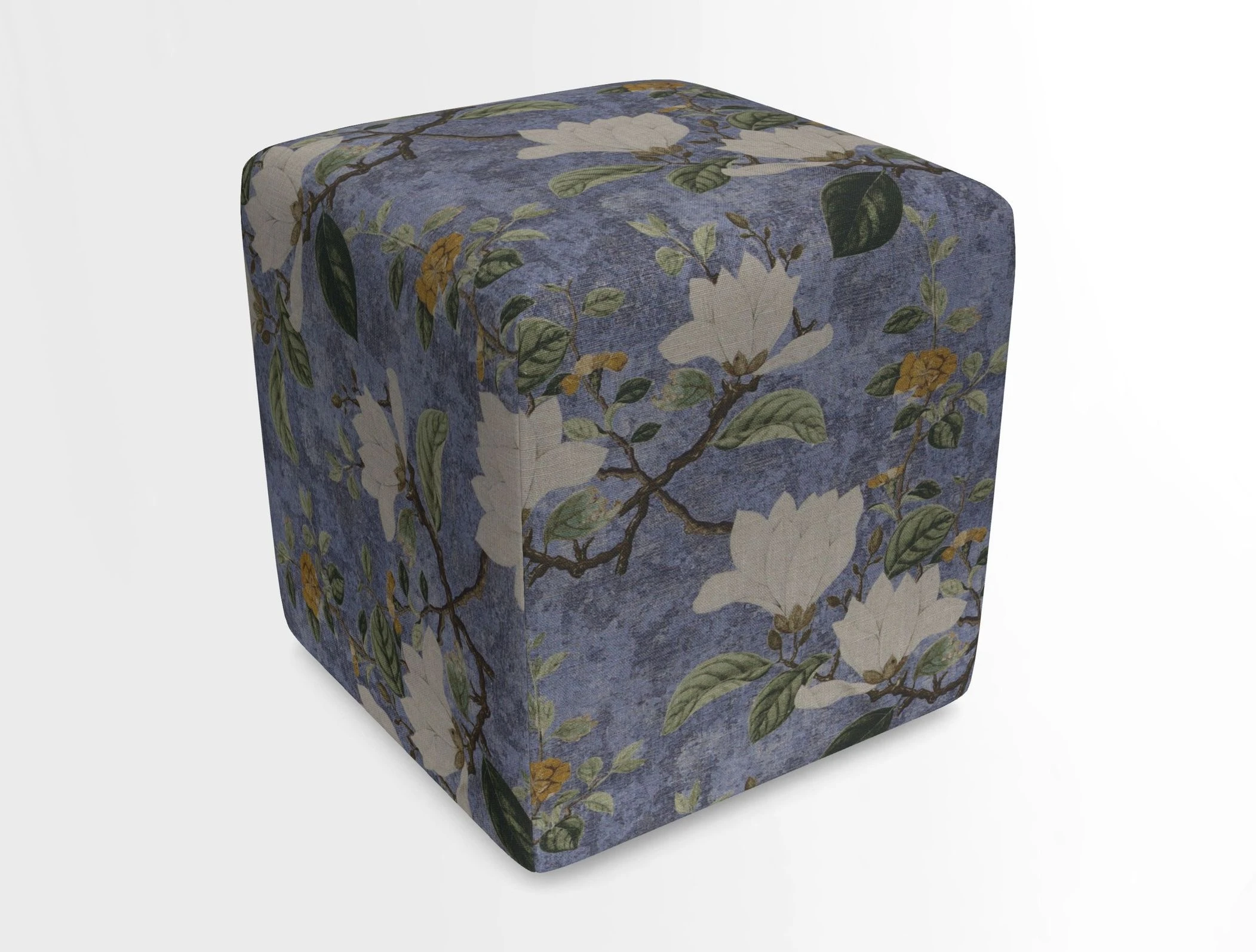 Cube Footstool in Peruvian homespun fabric
