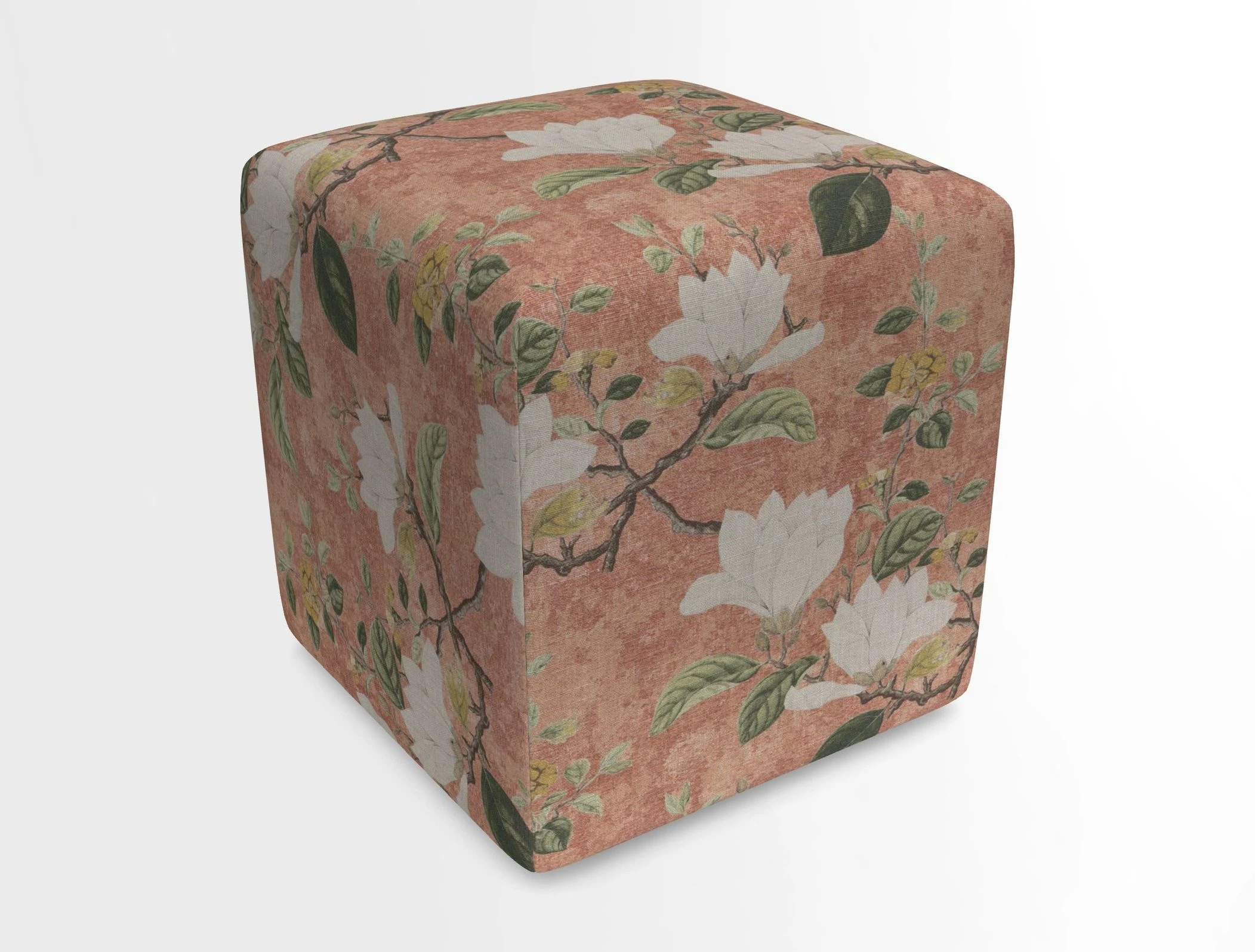 Cube Footstool in Peruvian homespun fabric