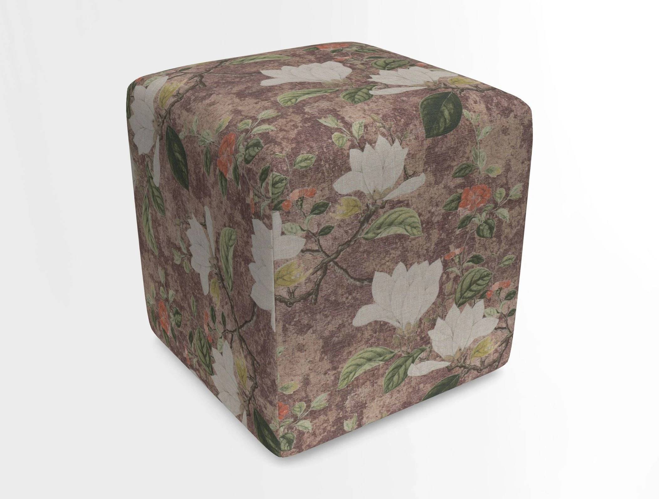 Cube Footstool in Peruvian homespun fabric