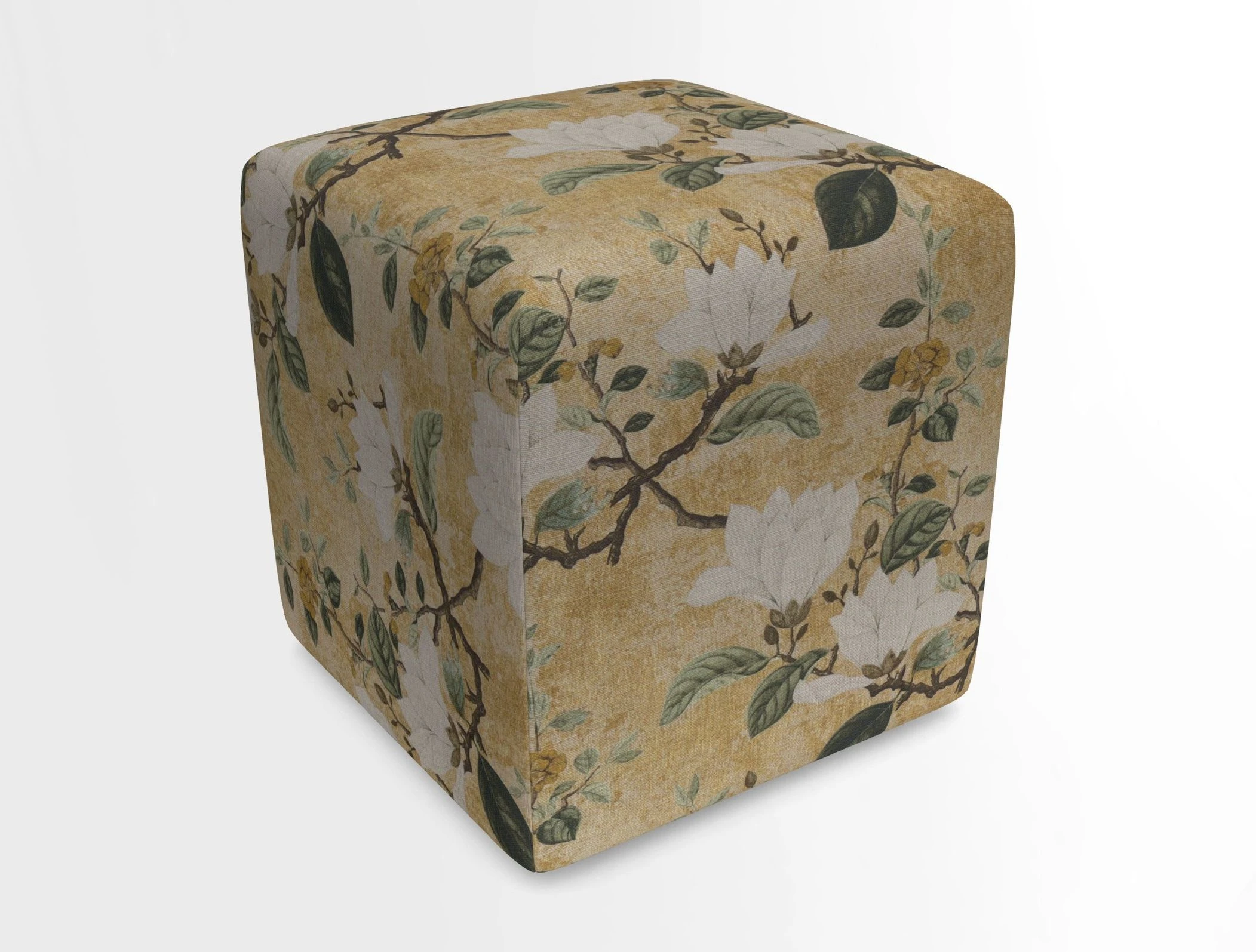 Cube Footstool in Peruvian homespun fabric