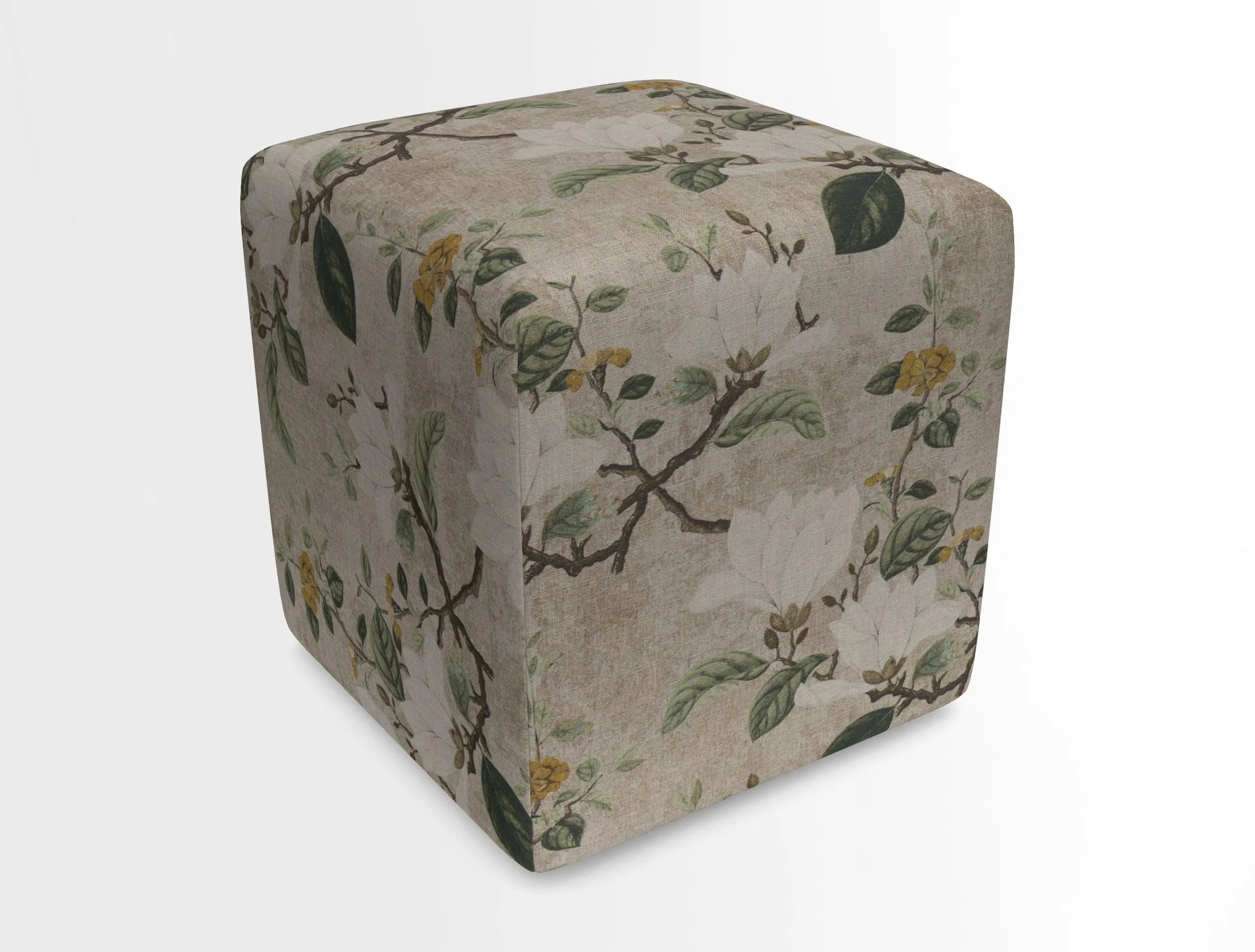 Cube Footstool in Peruvian homespun fabric
