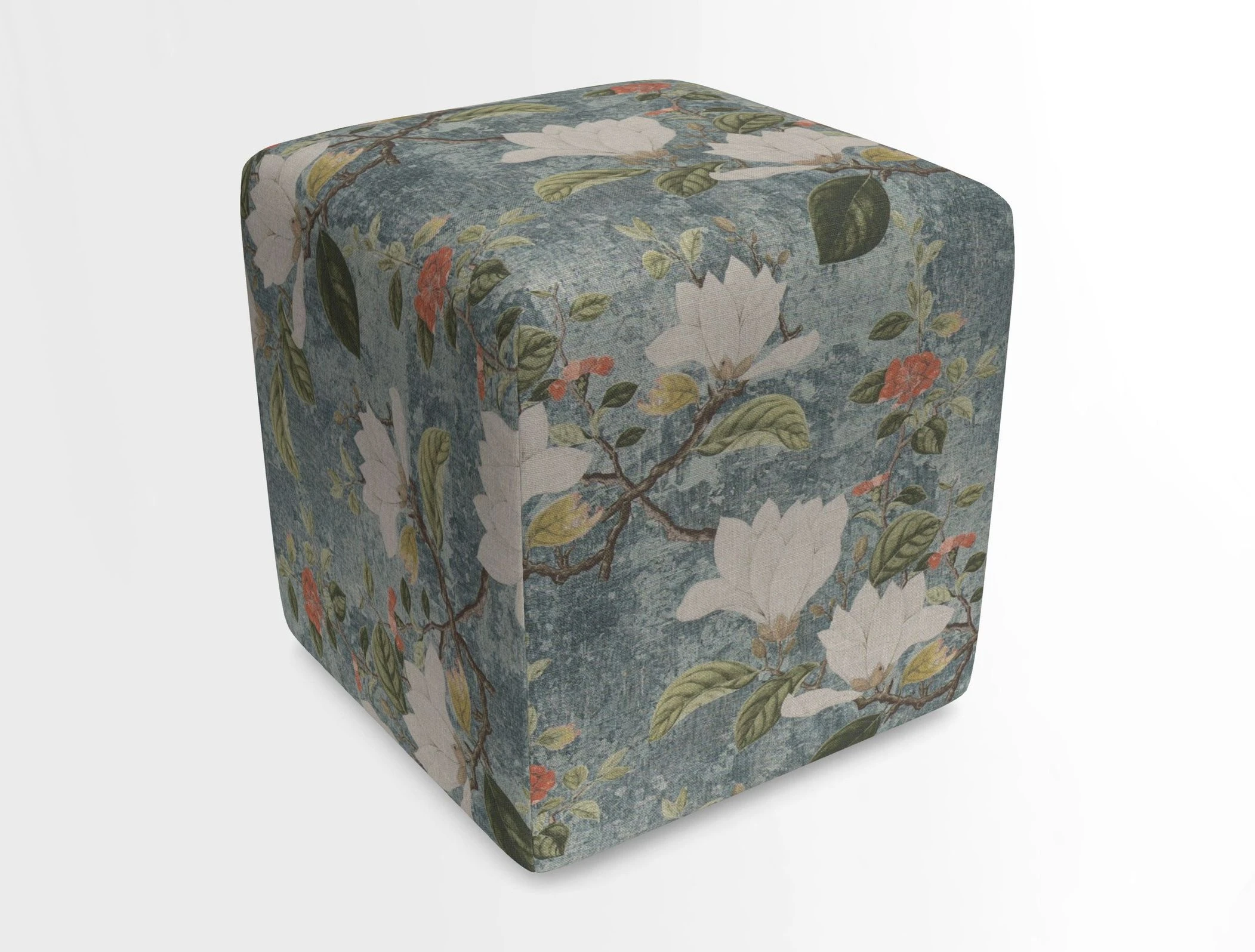 Cube Footstool in Peruvian homespun fabric