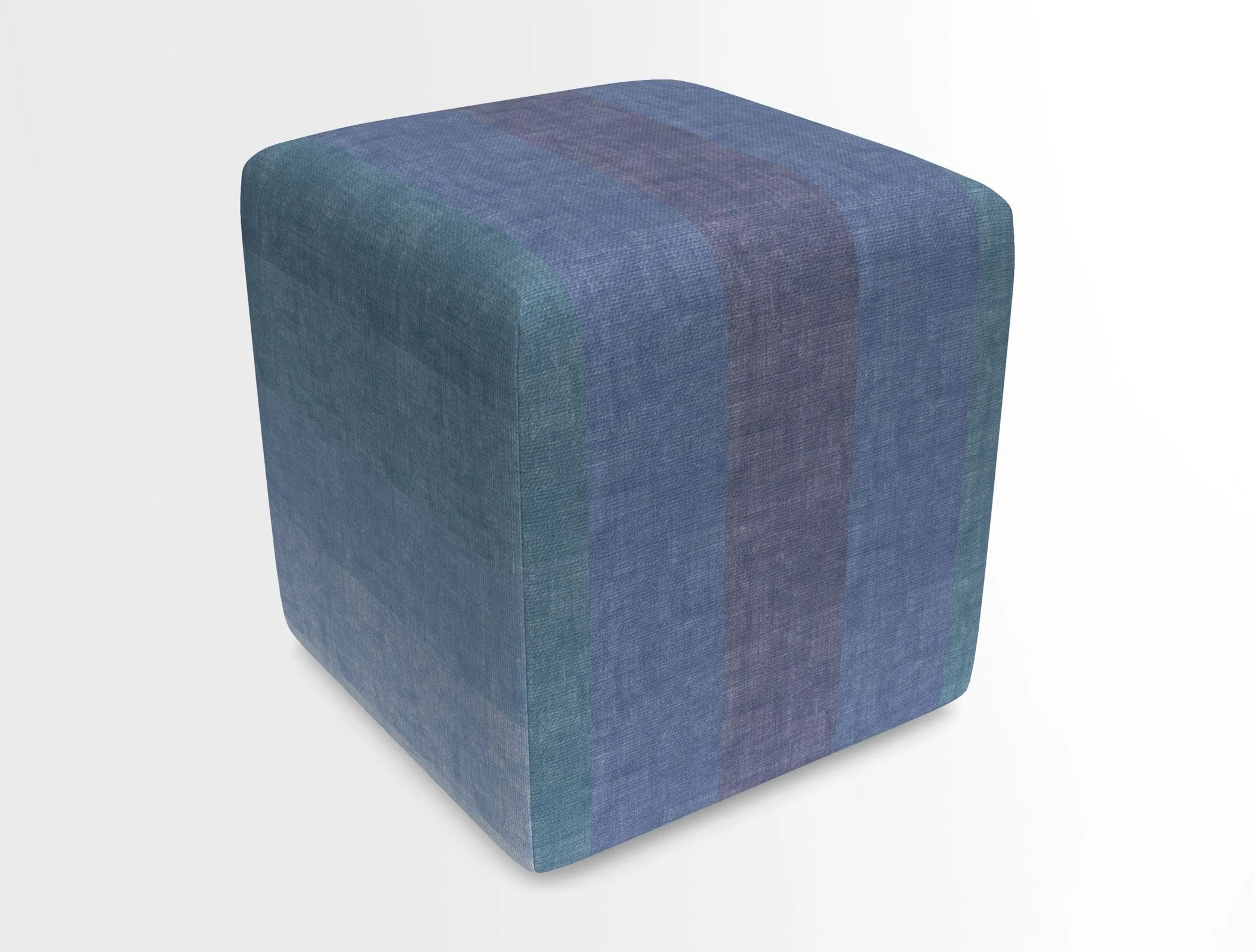 Cube Footstool in Peruvian homespun fabric