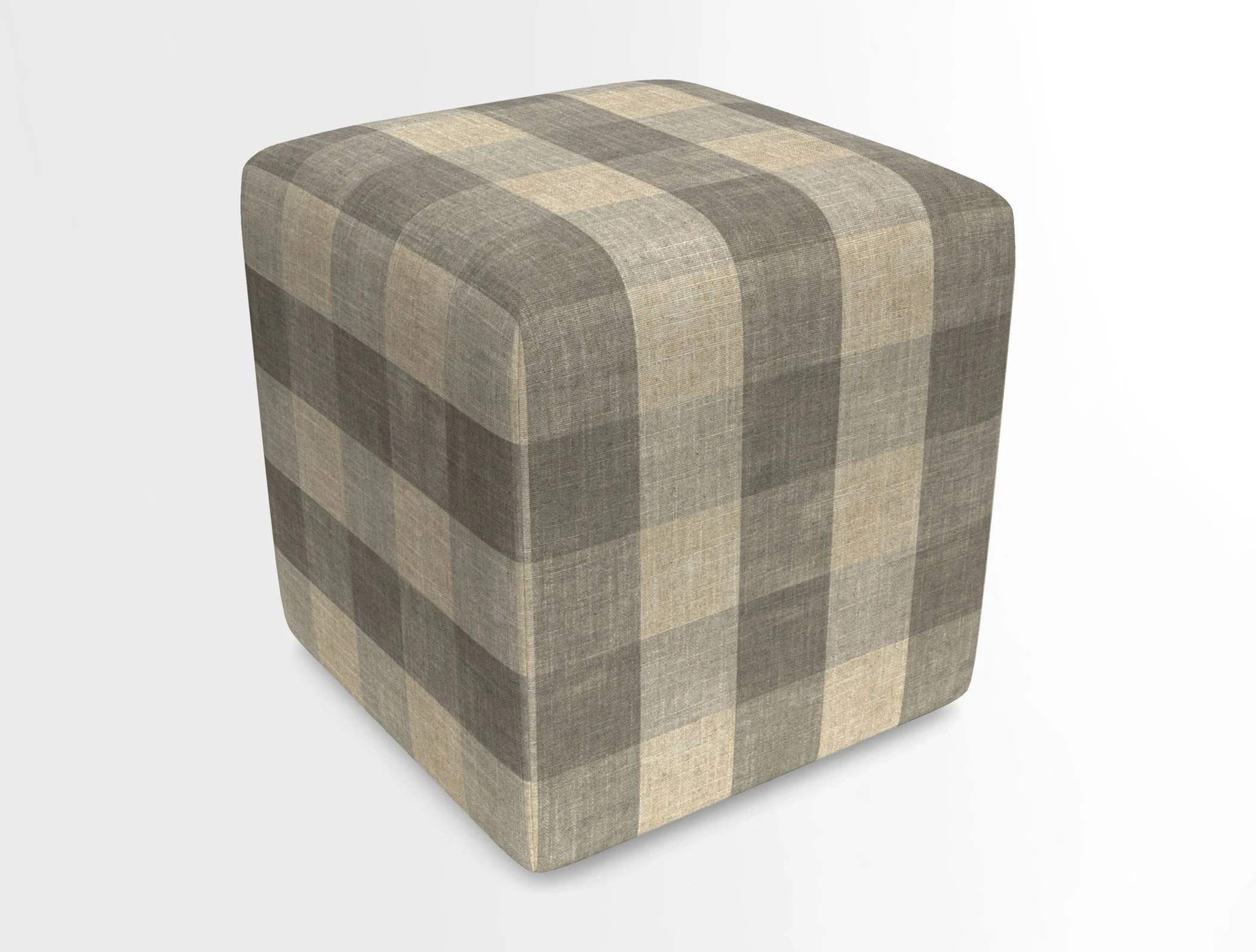 Cube Footstool in Peruvian homespun fabric
