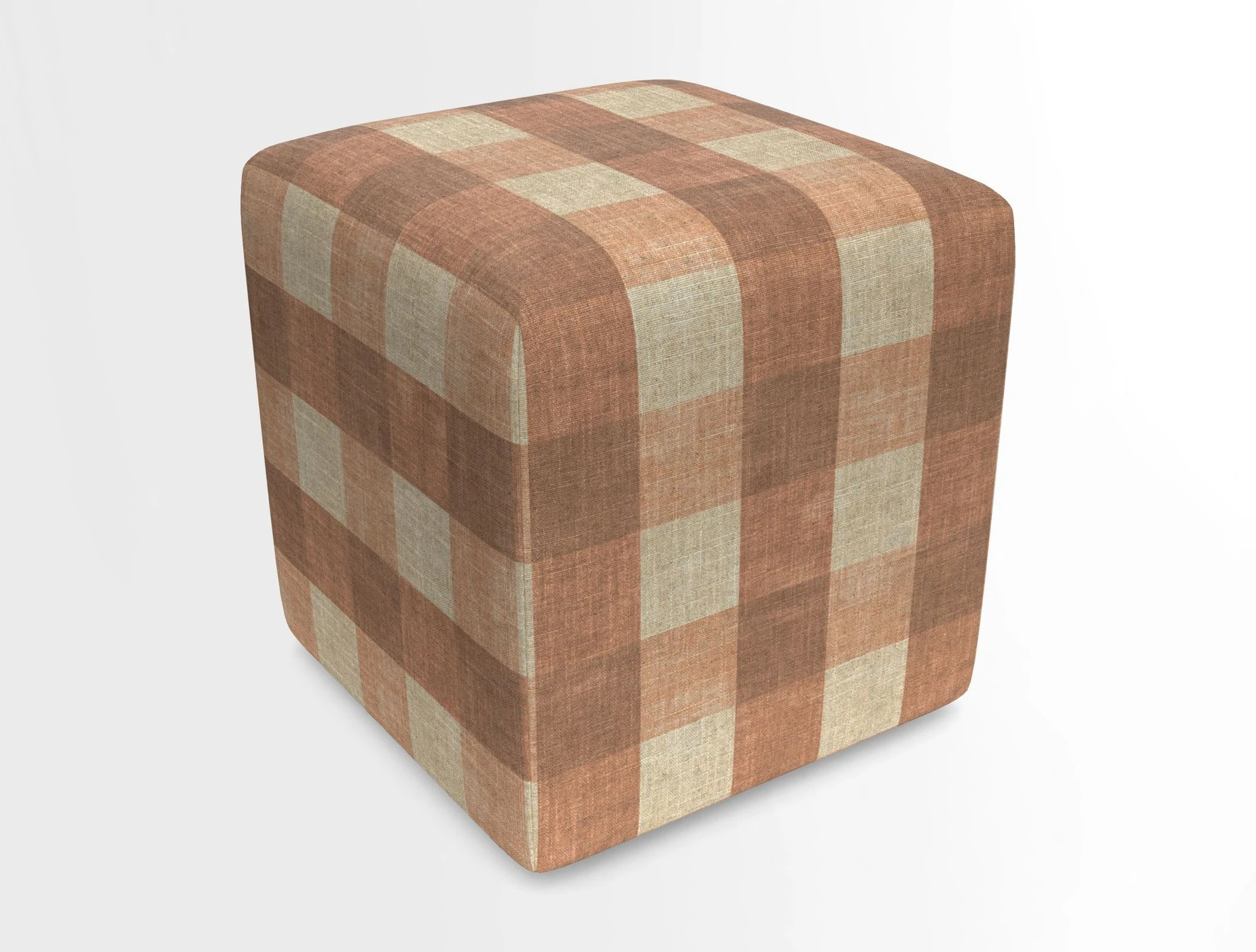 Cube Footstool in Peruvian homespun fabric
