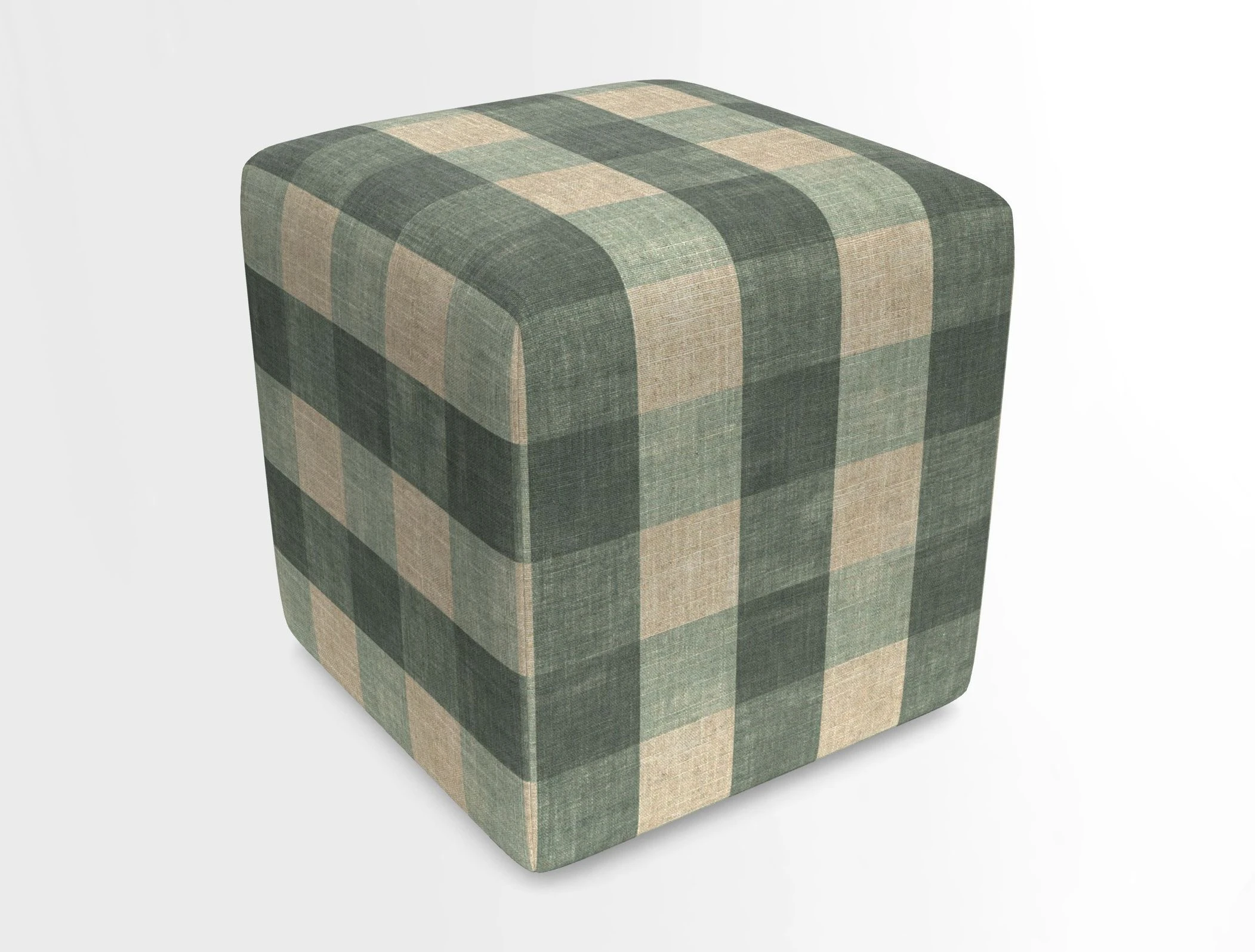 Cube Footstool in Peruvian homespun fabric