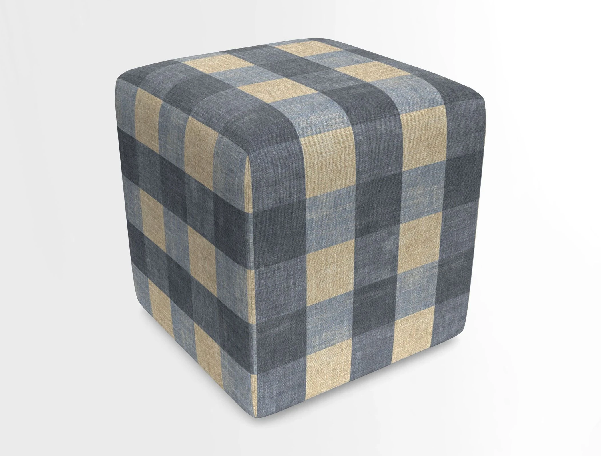 Cube Footstool in Peruvian homespun fabric