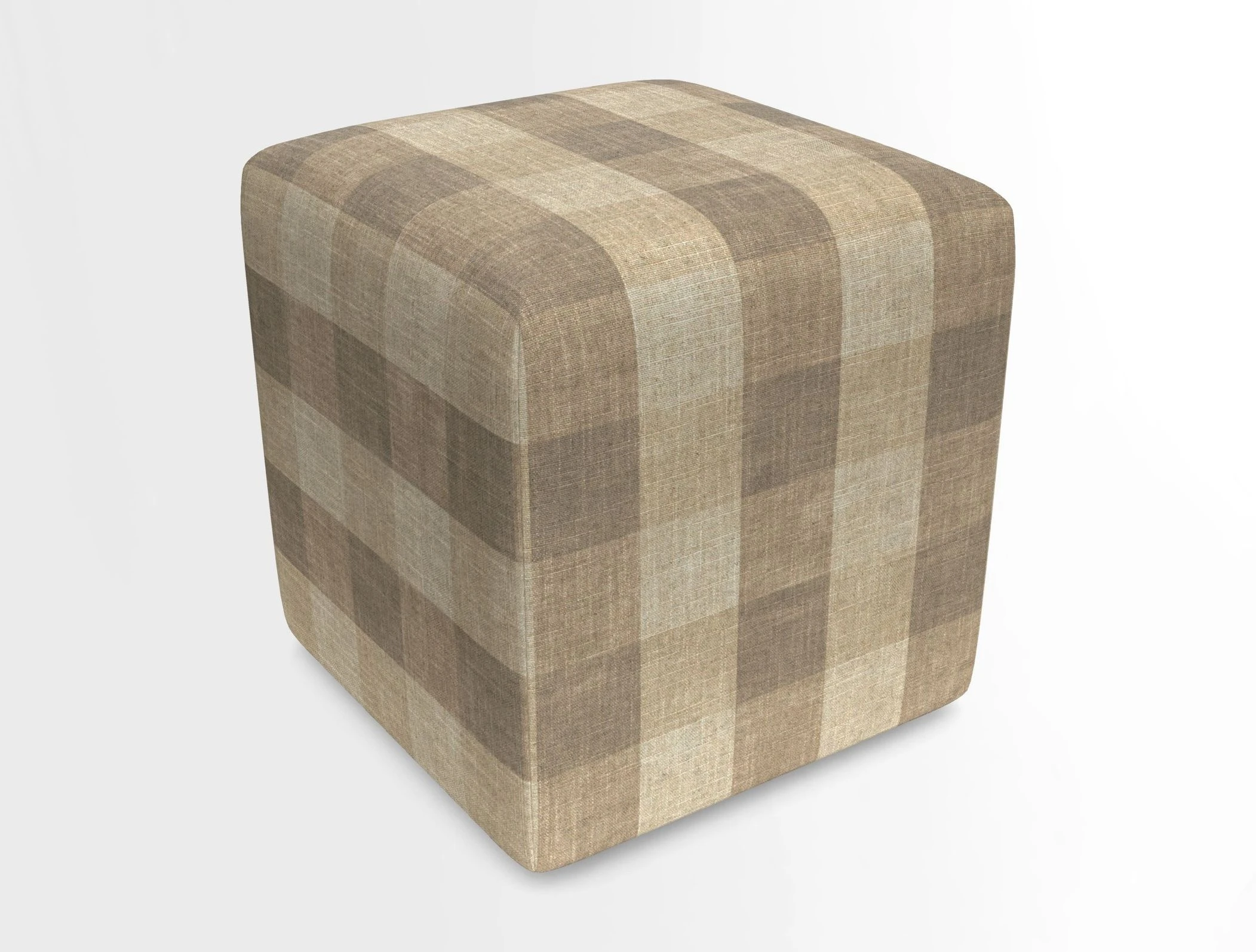 Cube Footstool in Peruvian homespun fabric