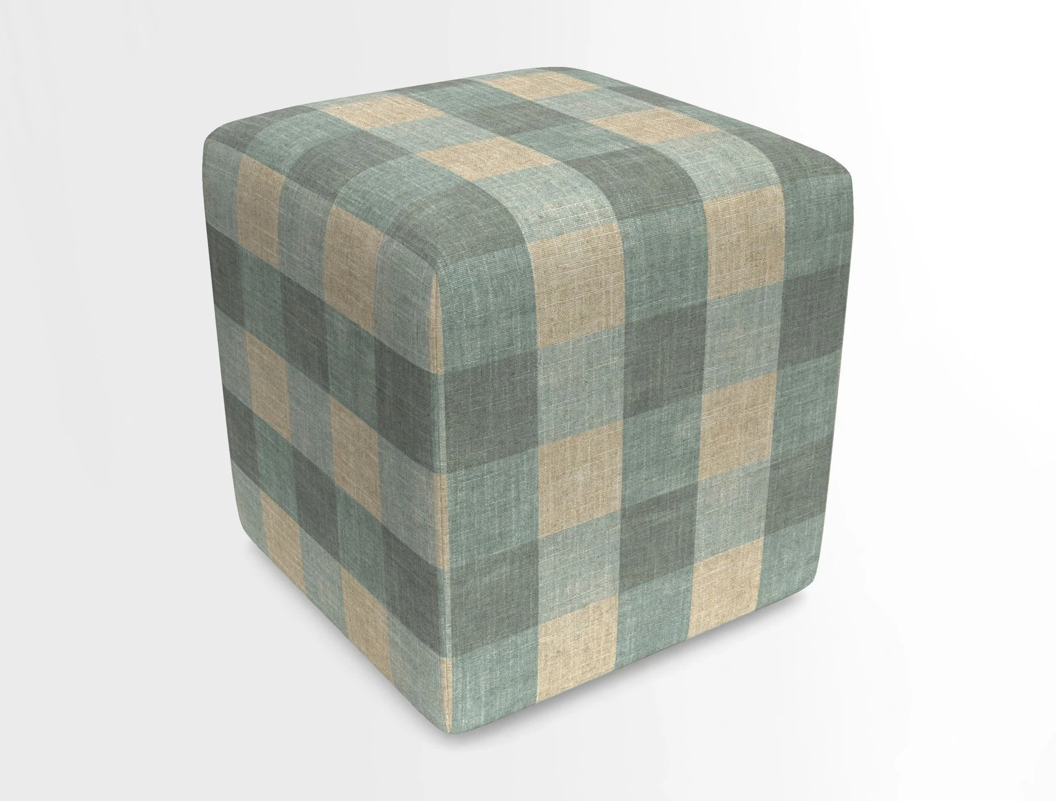 Cube Footstool in Peruvian homespun fabric