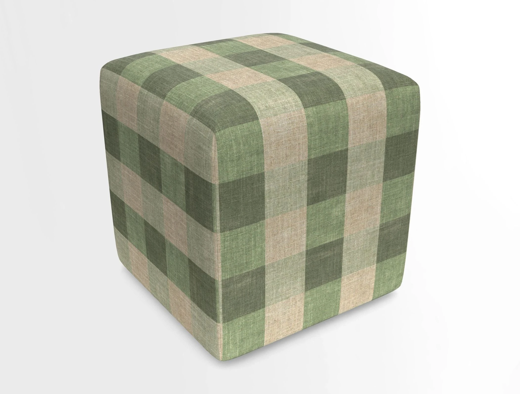 Cube Footstool in Peruvian homespun fabric