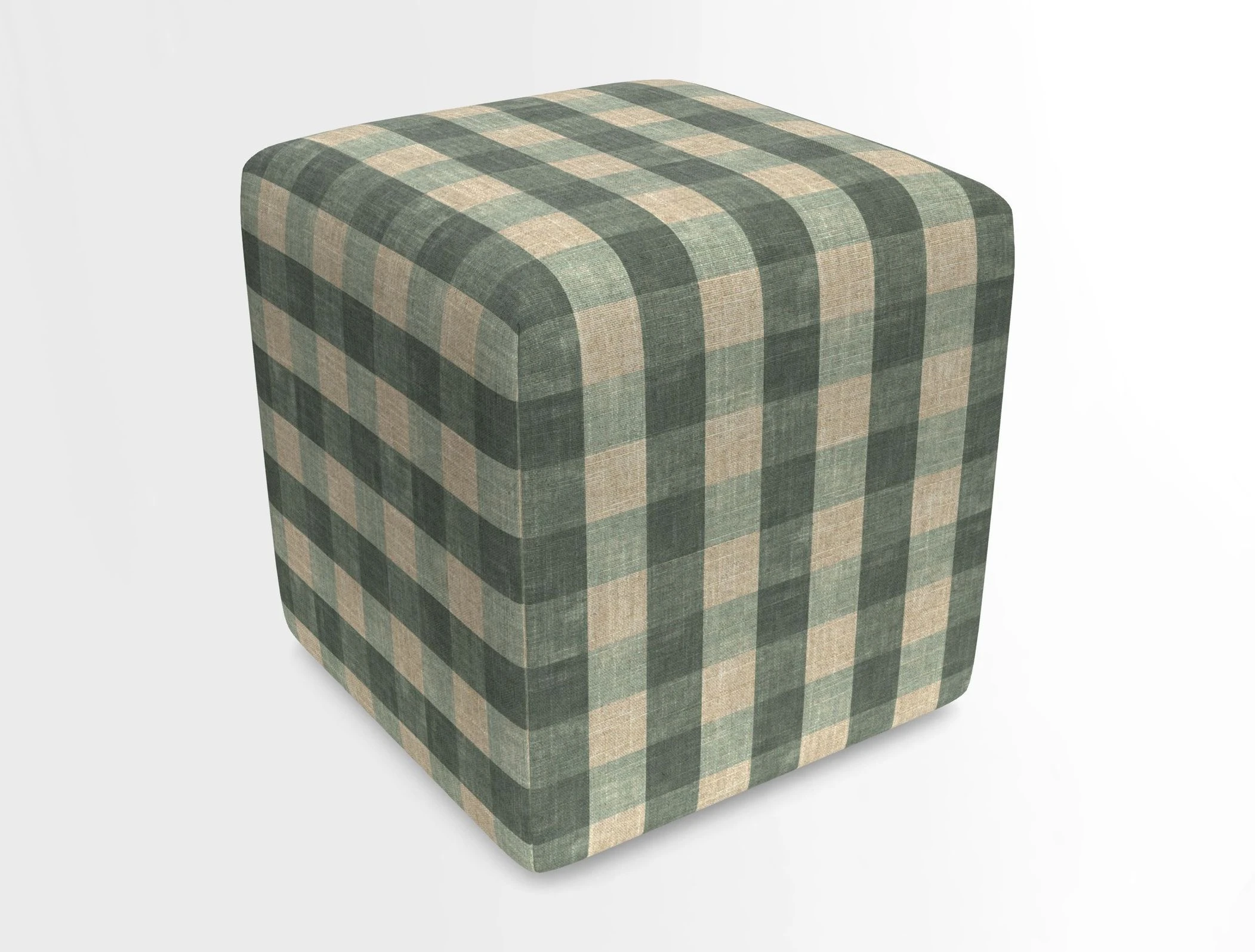 Cube Footstool in Peruvian homespun fabric