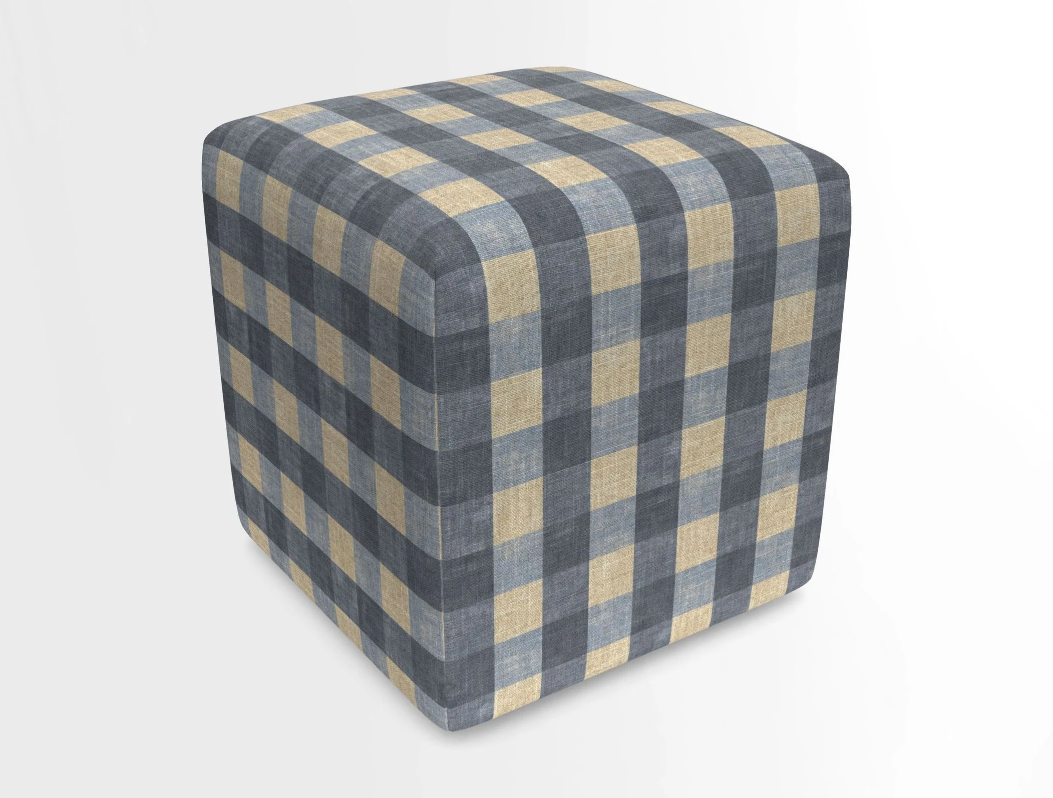 Cube Footstool in Peruvian homespun fabric