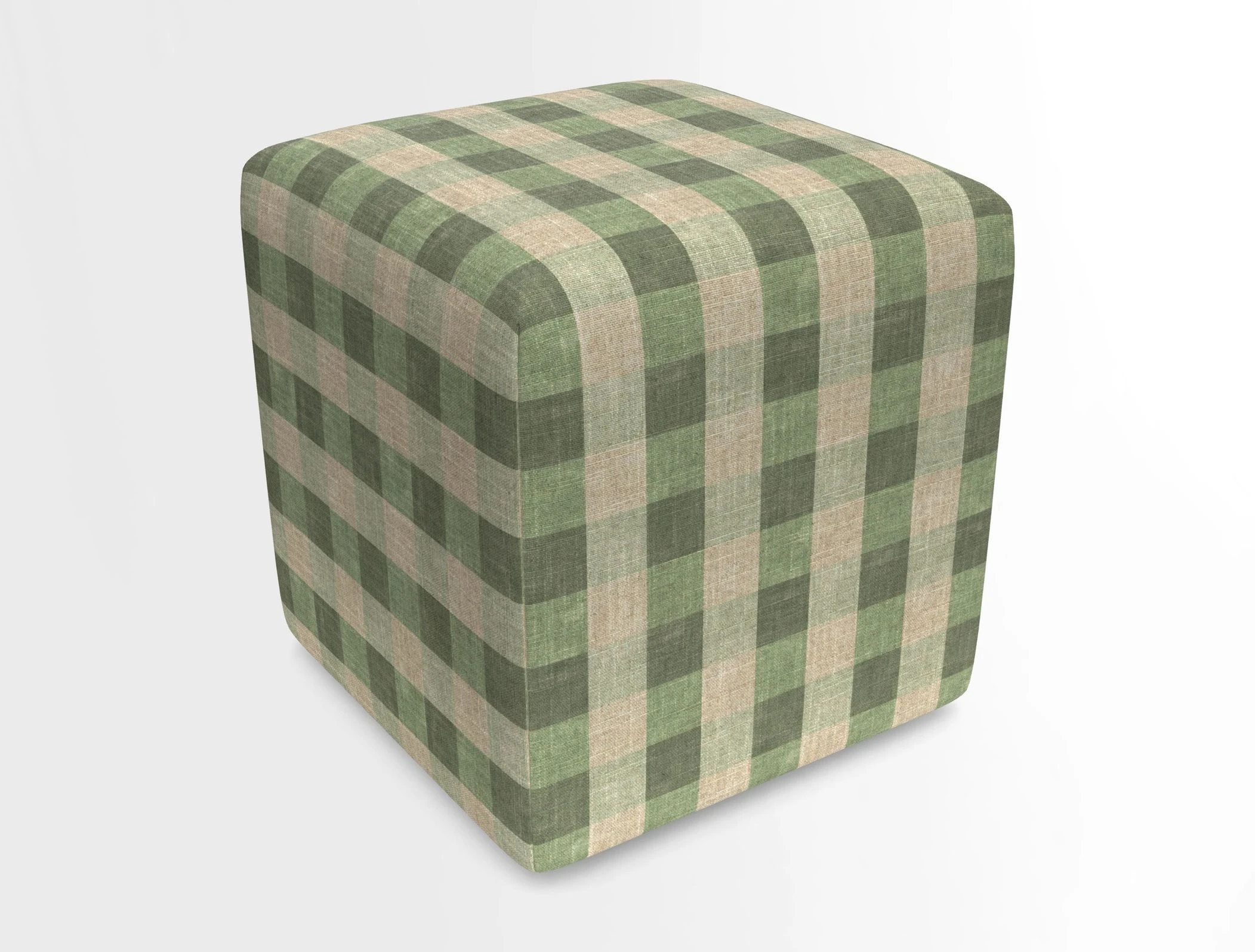 Cube Footstool in Peruvian homespun fabric