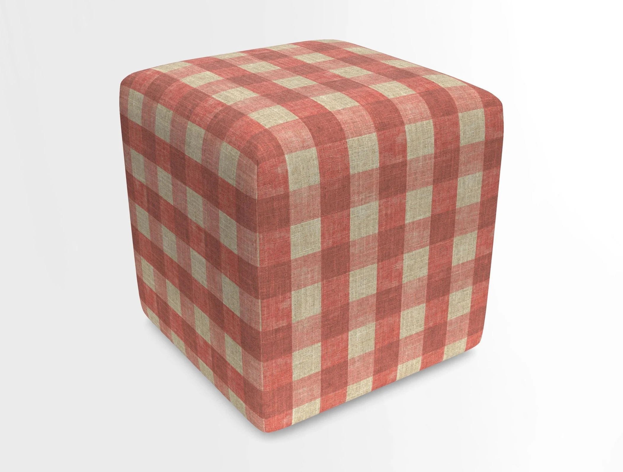 Cube Footstool in Peruvian homespun fabric