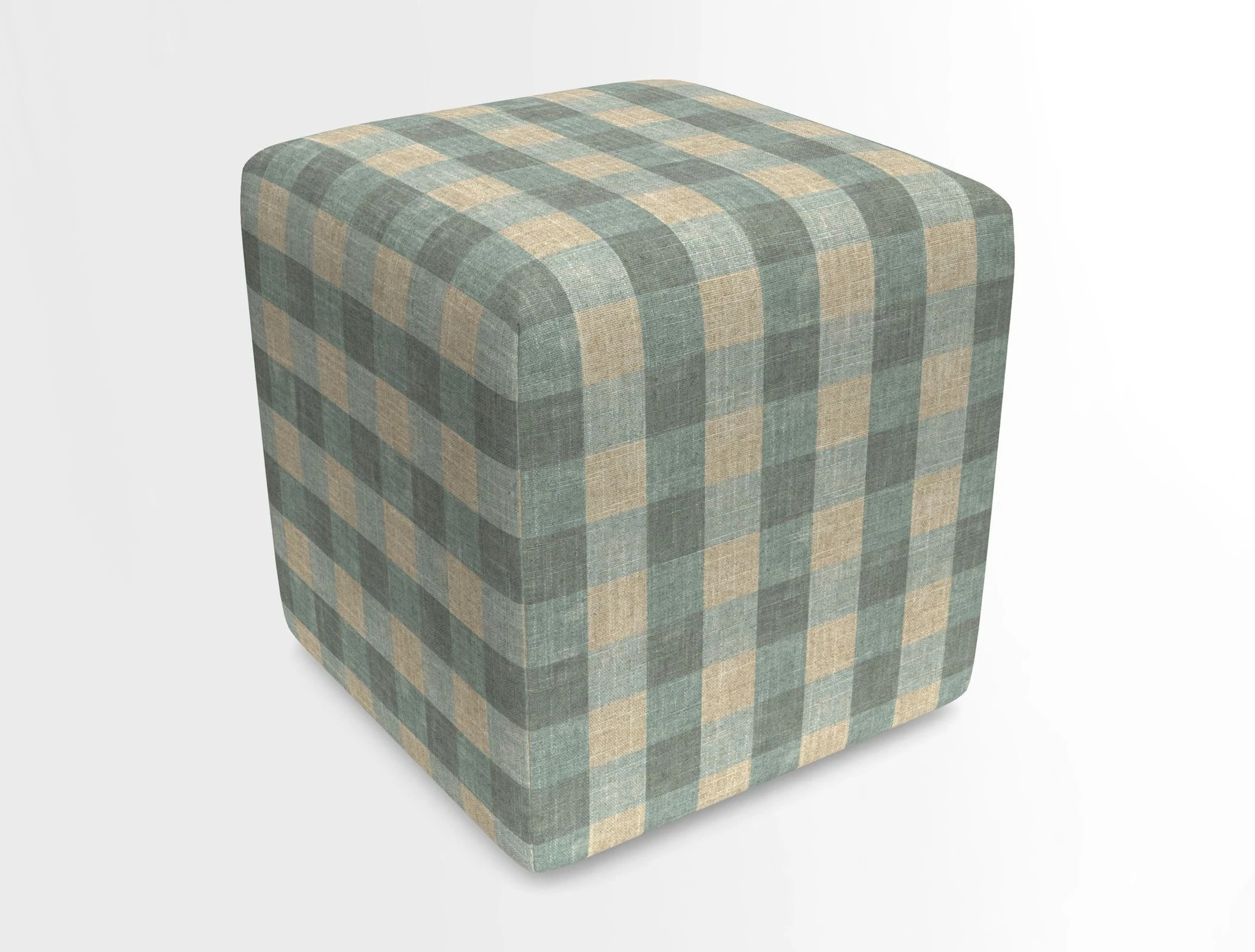 Cube Footstool in Peruvian homespun fabric