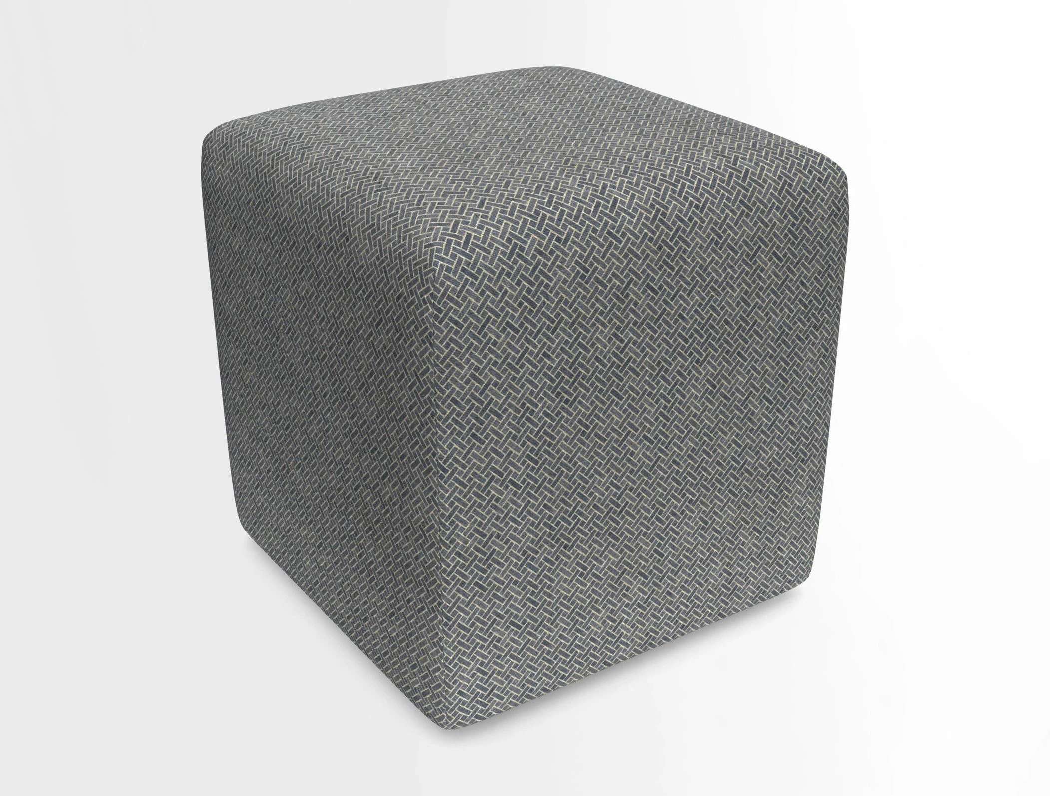 Cube Footstool in Peruvian homespun fabric