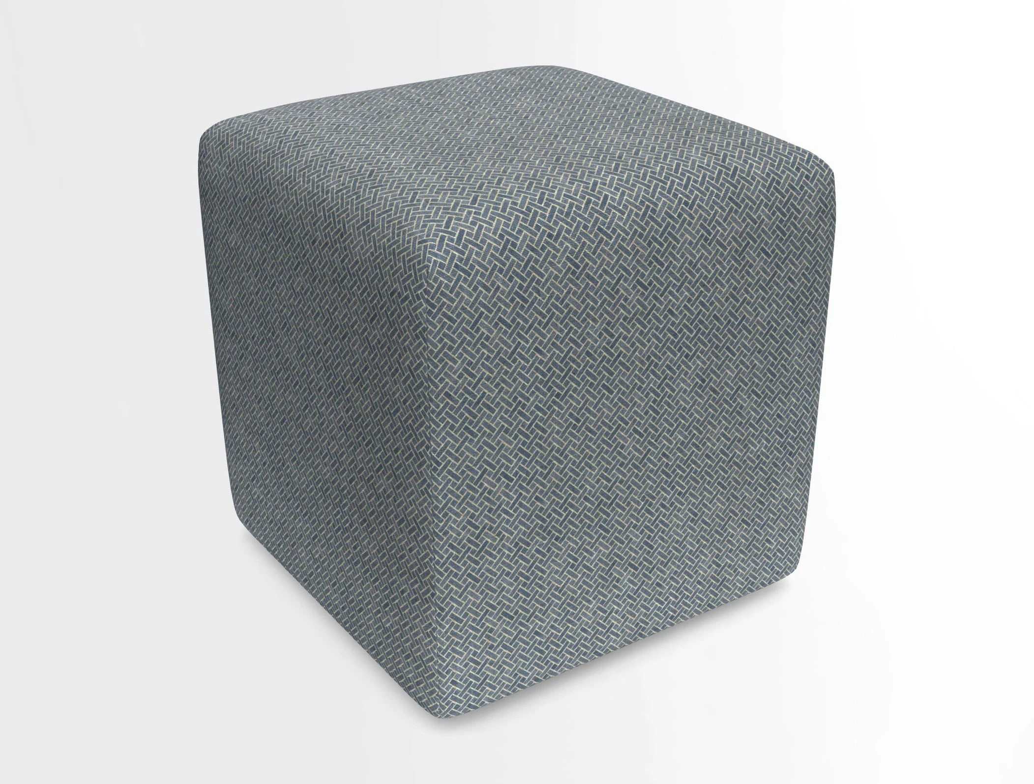 Cube Footstool in Peruvian homespun fabric