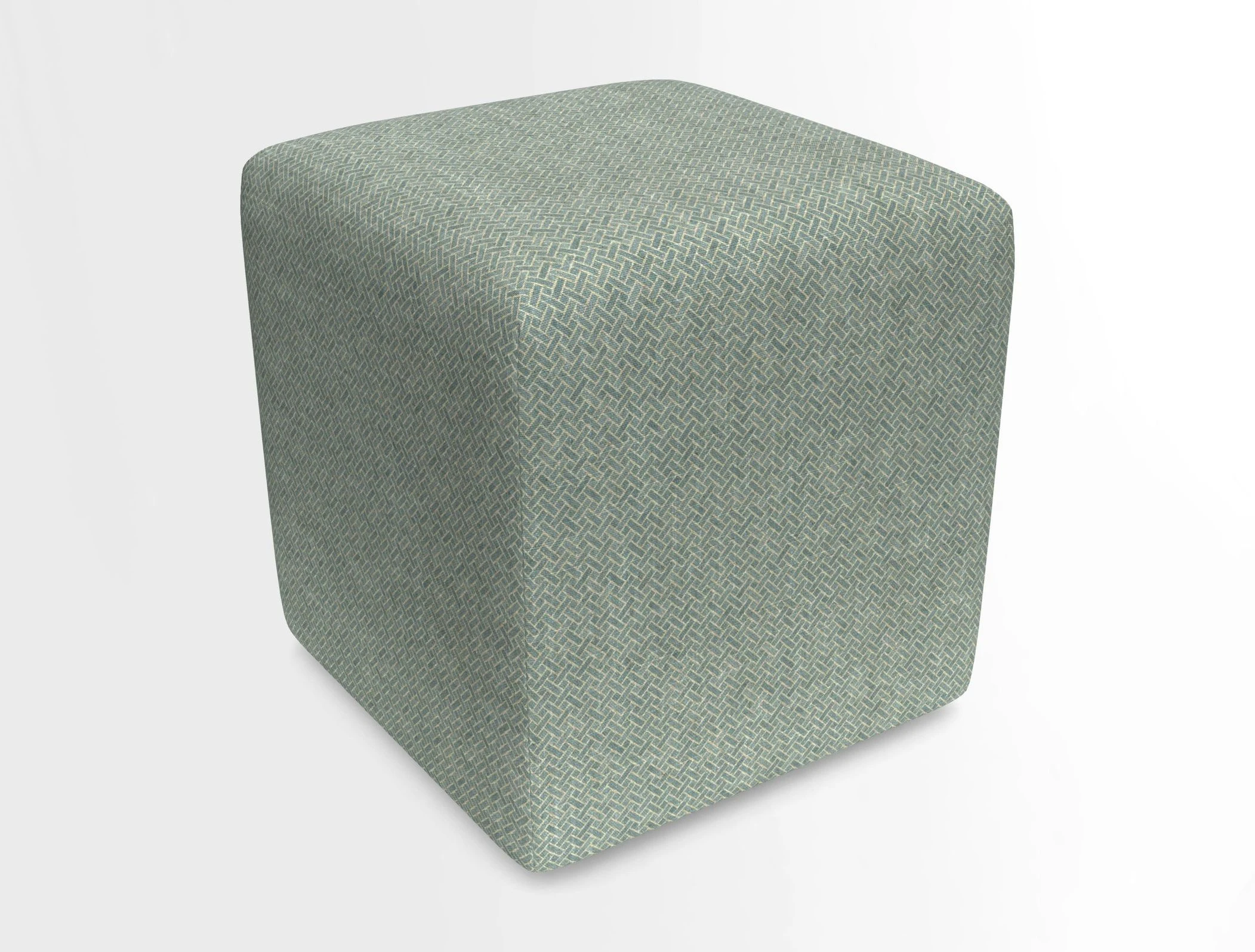 Cube Footstool in Peruvian homespun fabric