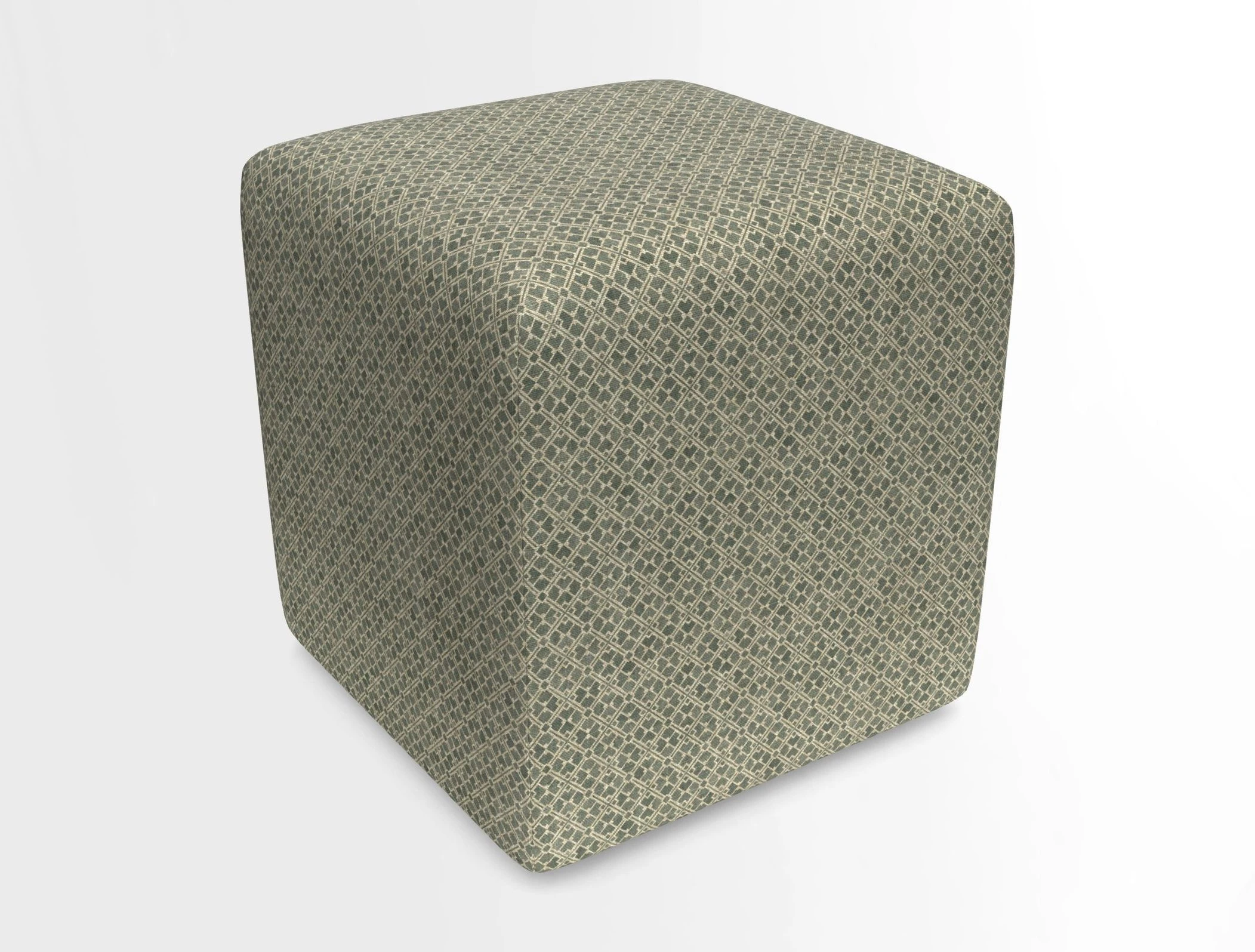 Cube Footstool in Peruvian homespun fabric