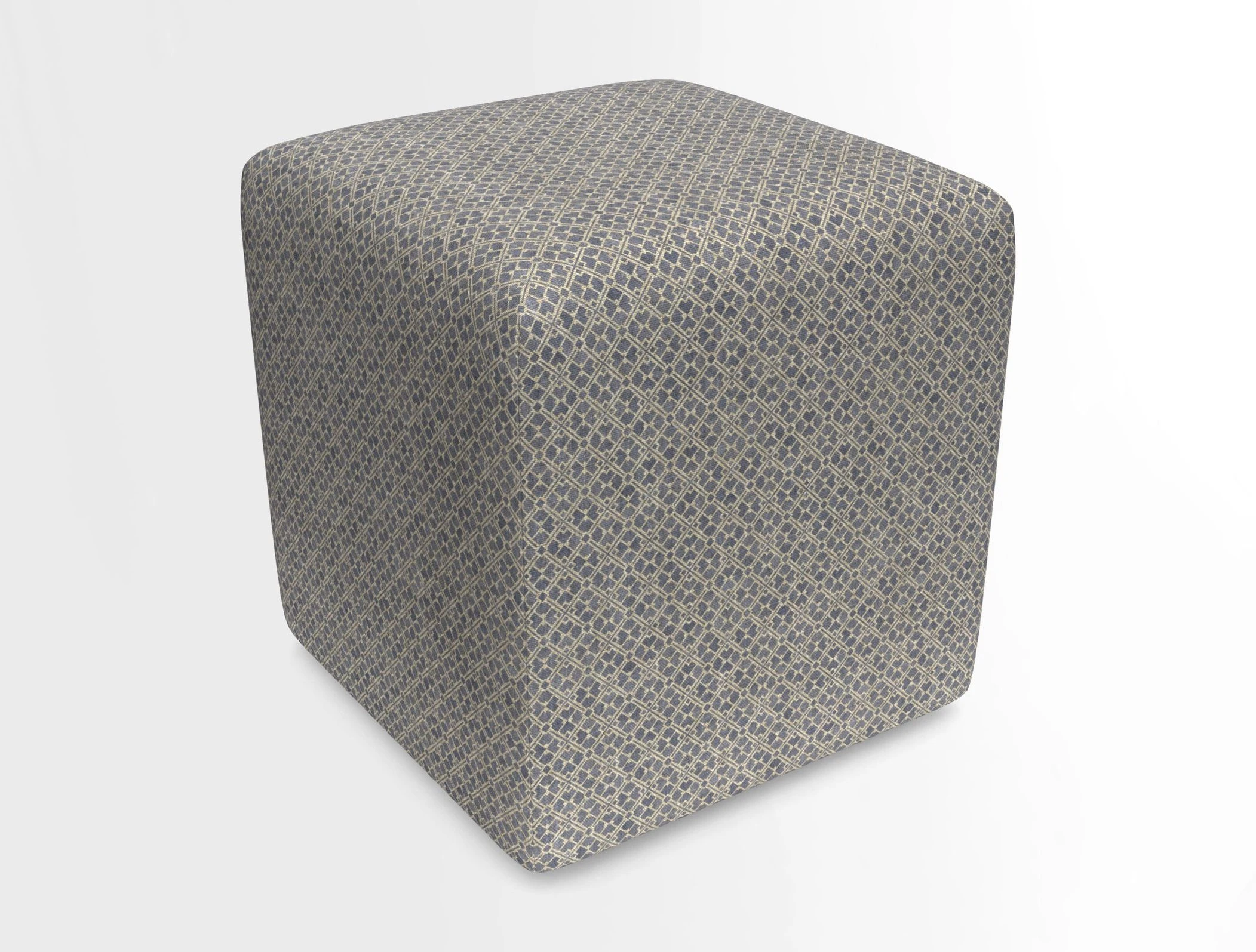Cube Footstool in Peruvian homespun fabric