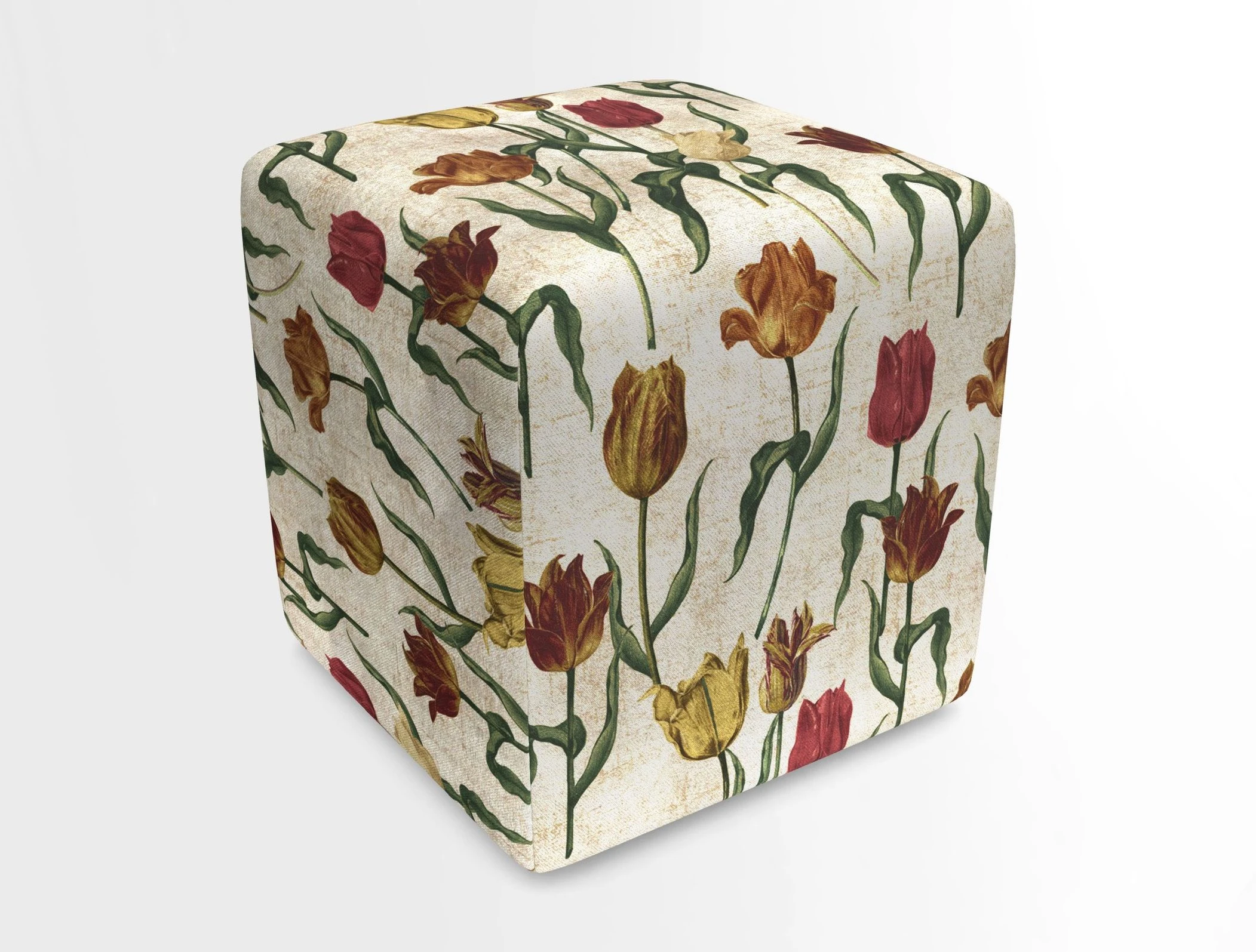 Cube Footstool in Peruvian homespun fabric