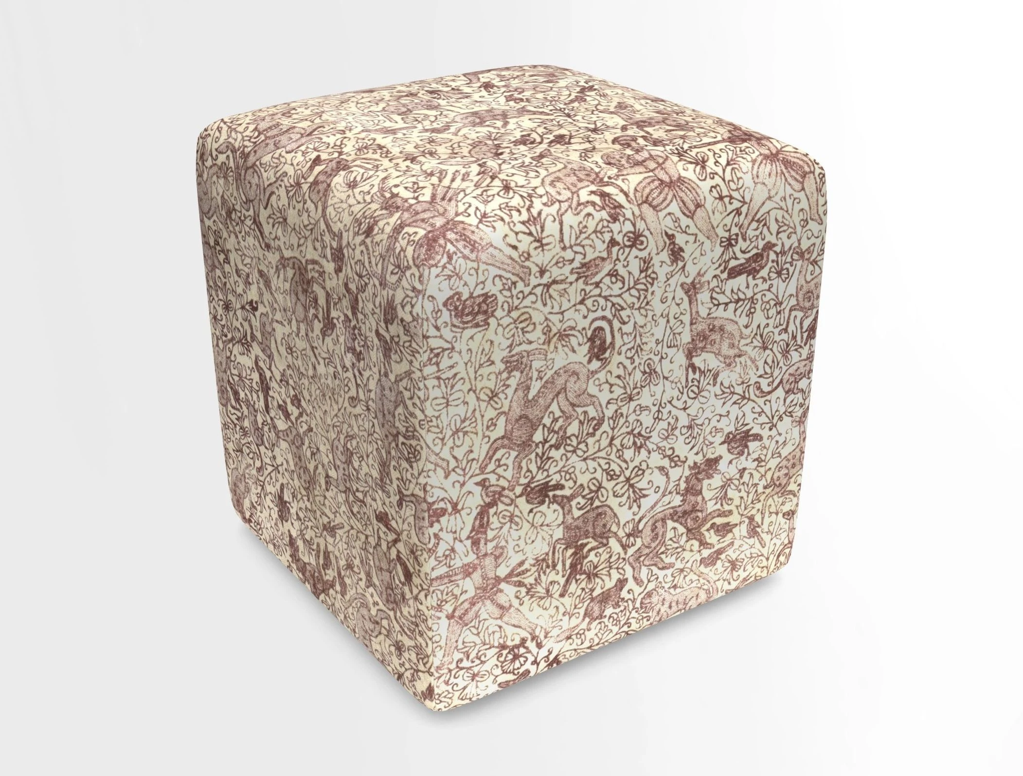 Cube Footstool in Peruvian homespun fabric