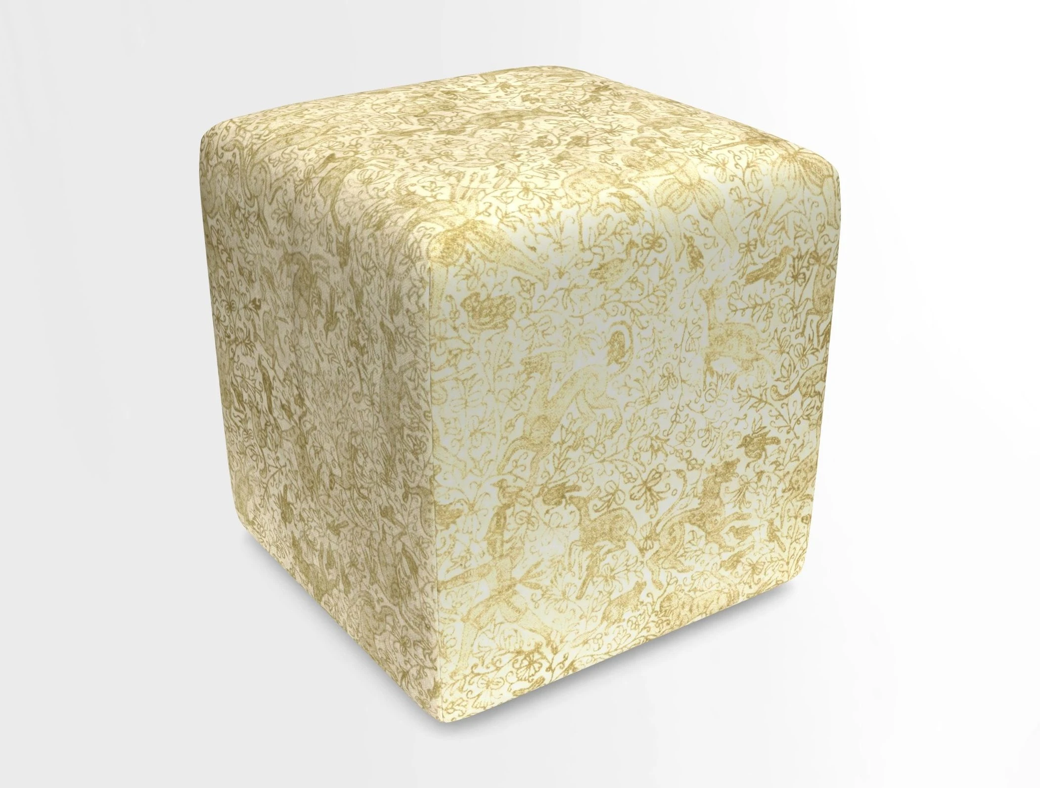 Cube Footstool in Peruvian homespun fabric