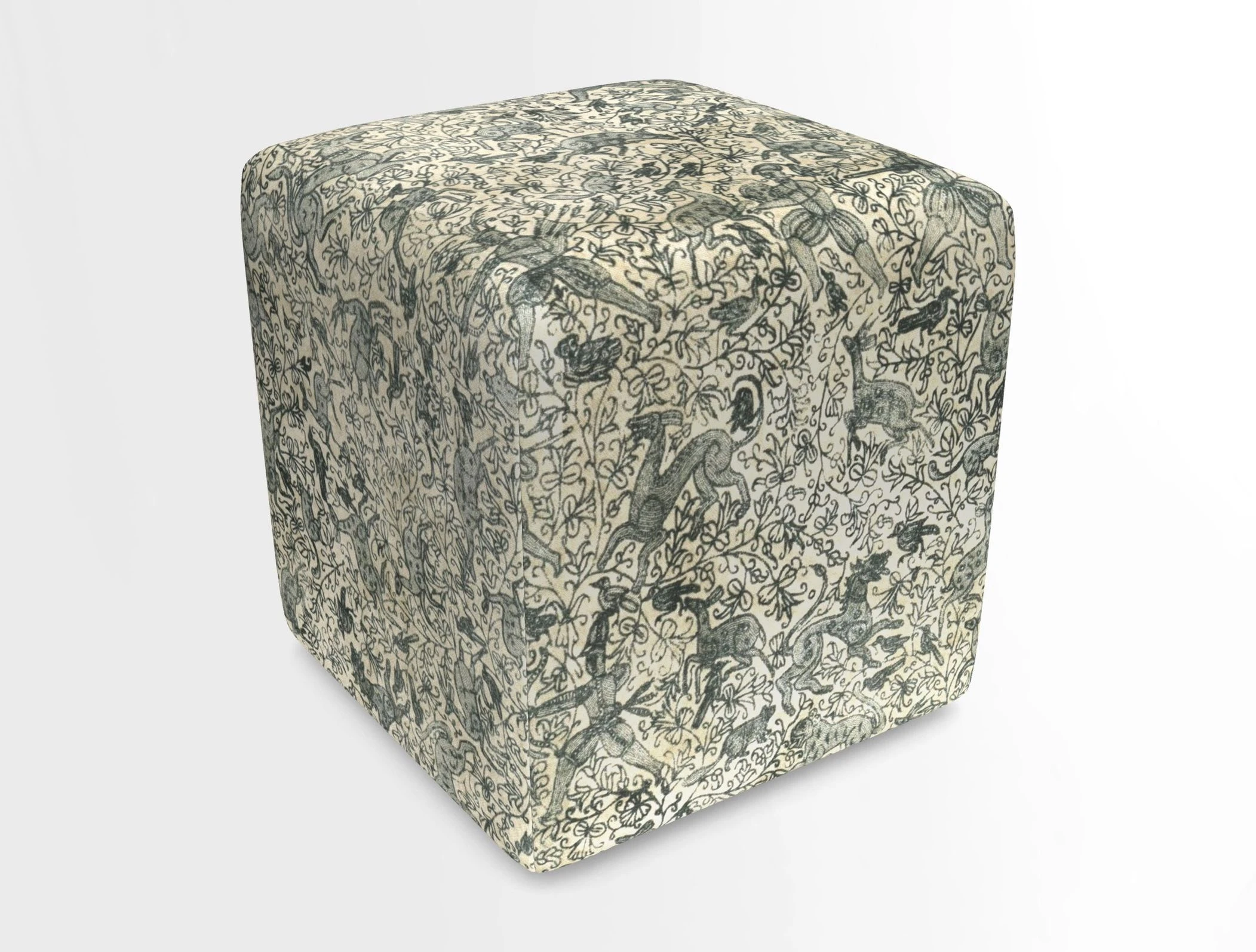 Cube Footstool in Peruvian homespun fabric