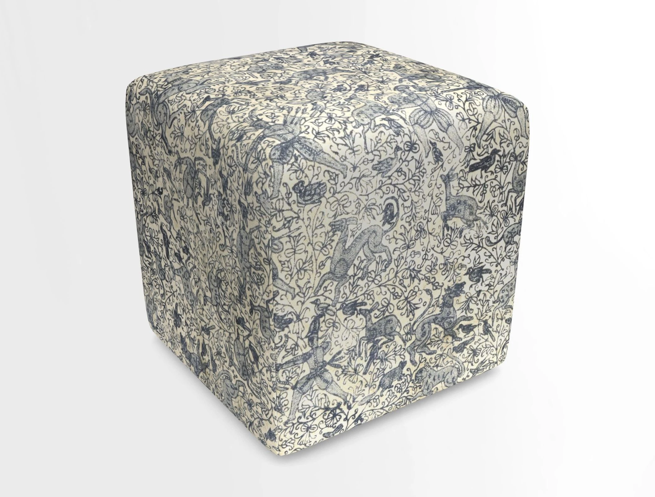 Cube Footstool in Peruvian homespun fabric