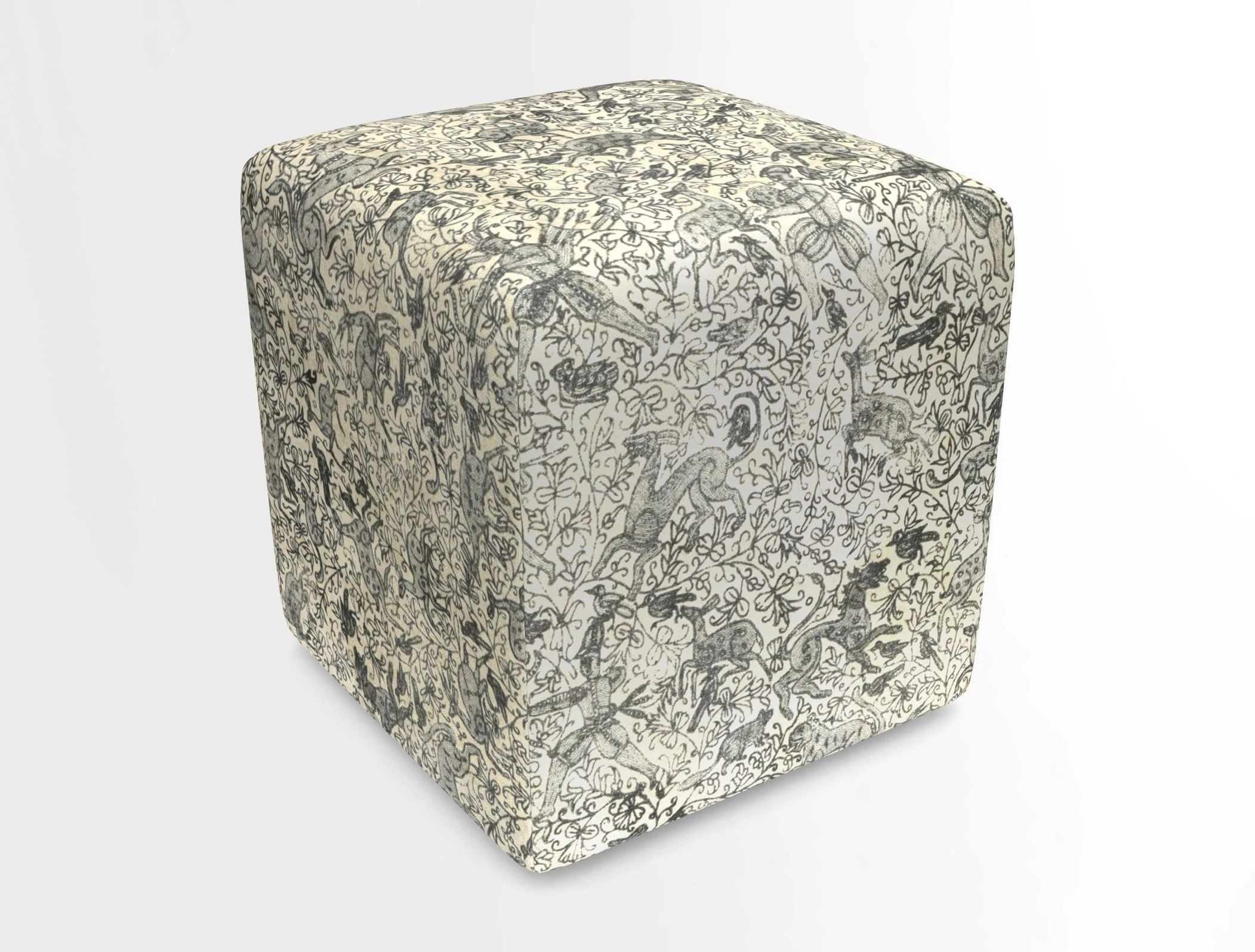 Cube Footstool in Peruvian homespun fabric