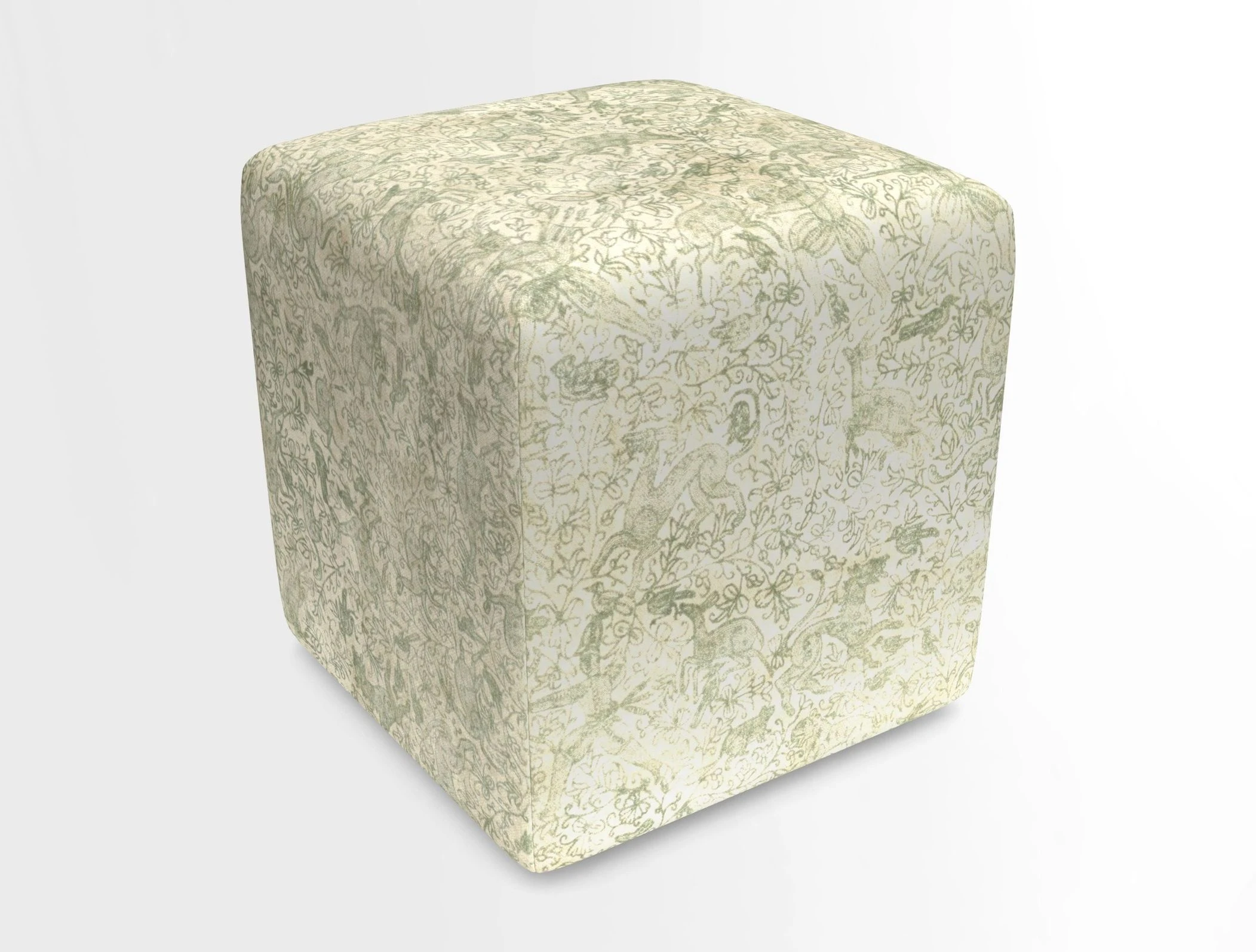 Cube Footstool in Peruvian homespun fabric