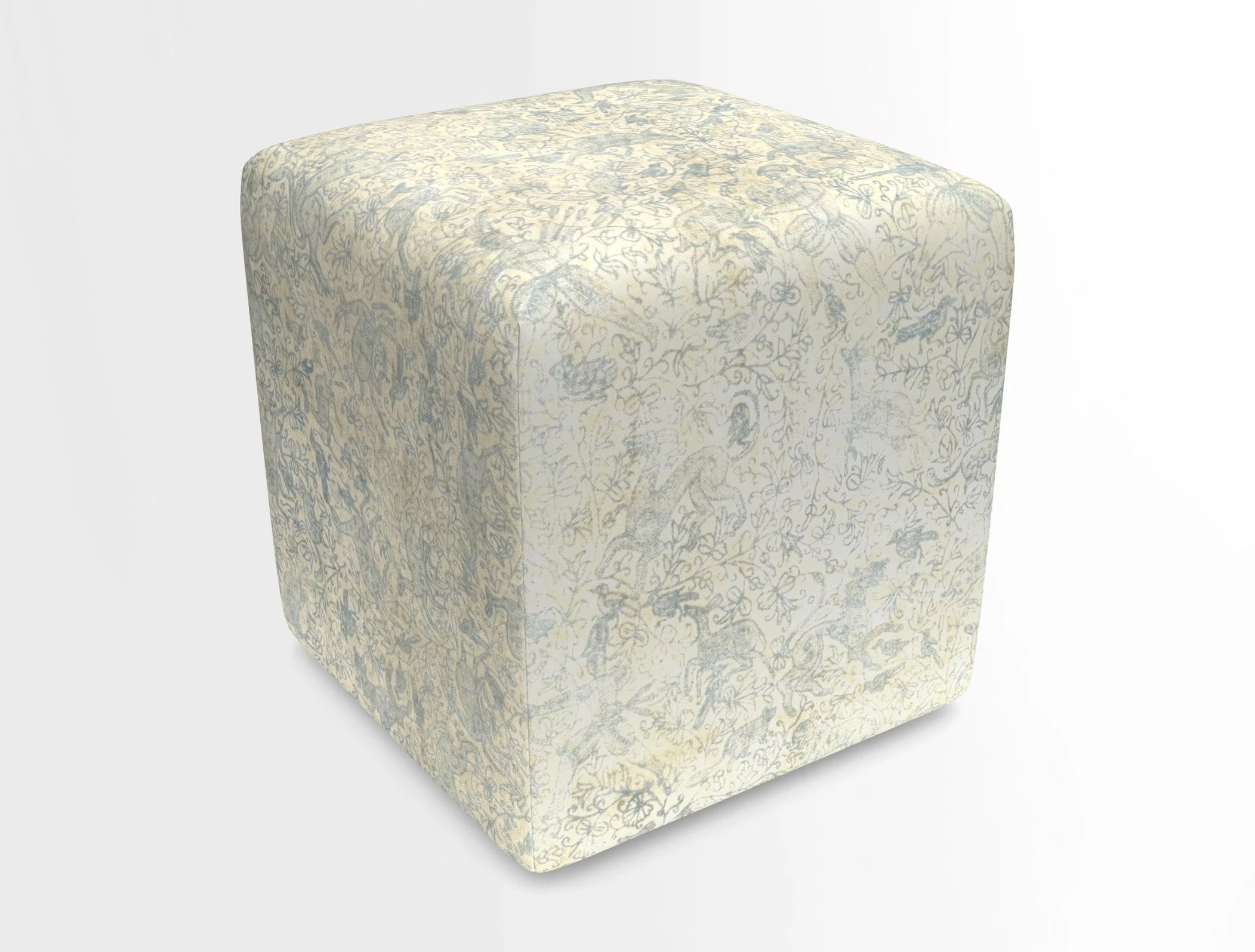 Cube Footstool in Peruvian homespun fabric