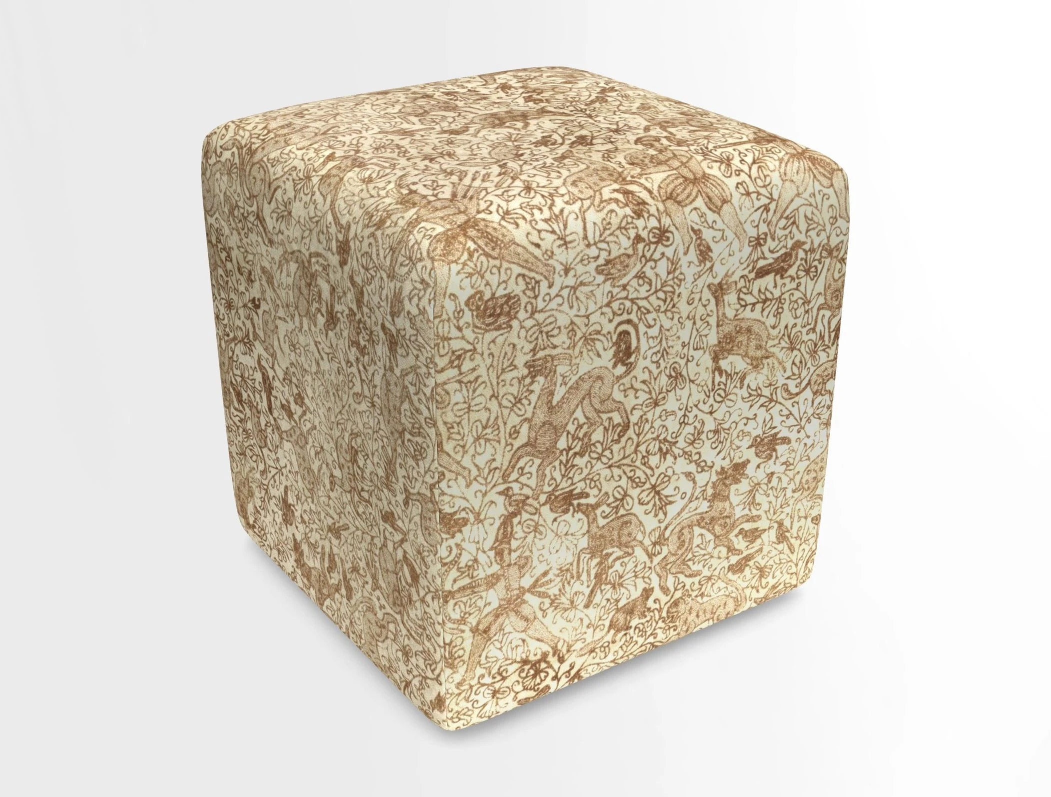 Cube Footstool in Peruvian homespun fabric