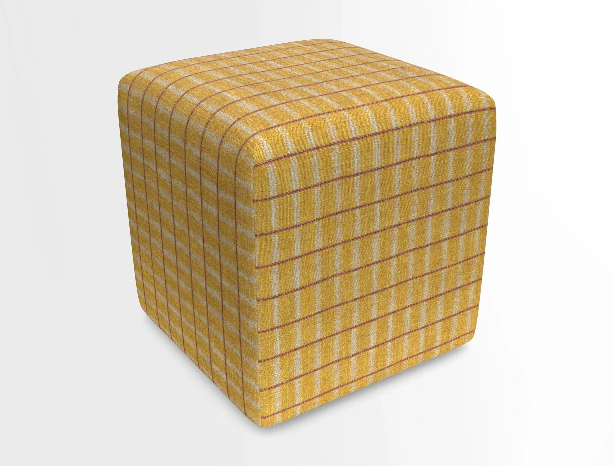 Cube Footstool in Peruvian homespun fabric