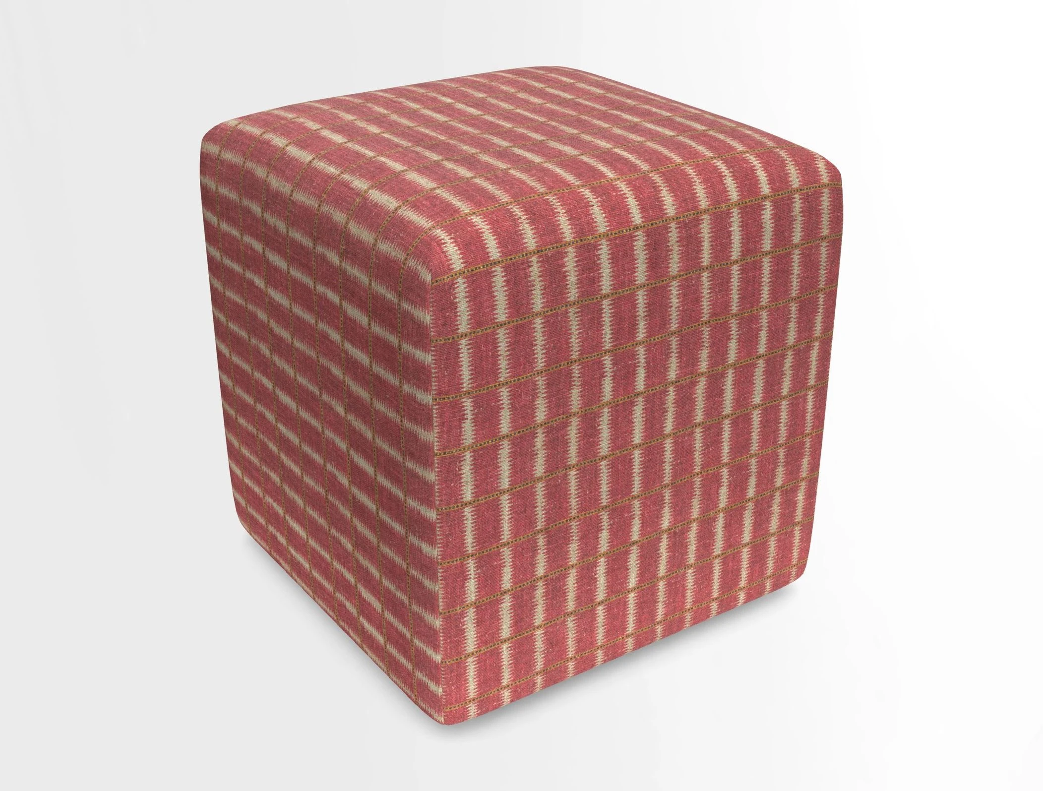 Cube Footstool in Peruvian homespun fabric